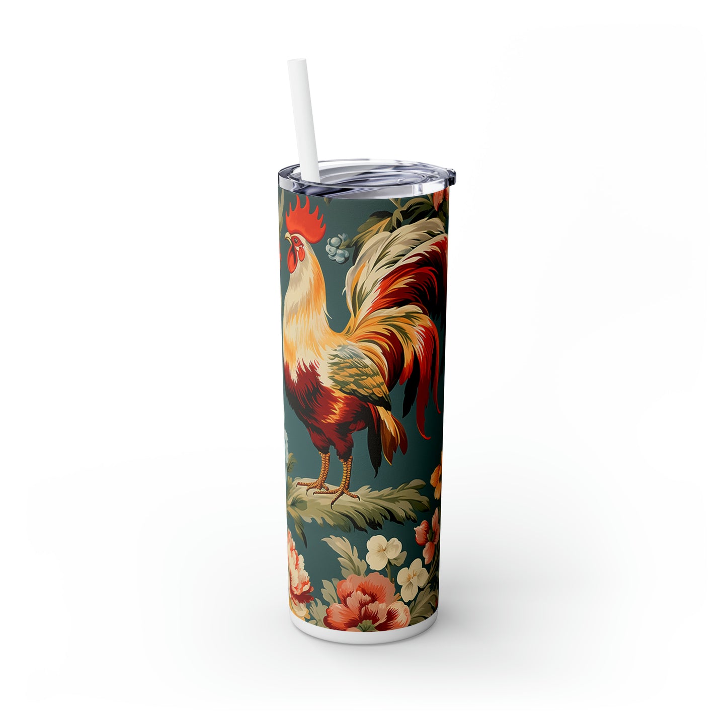 Skinny Tumbler with Straw, 20oz, Rooster