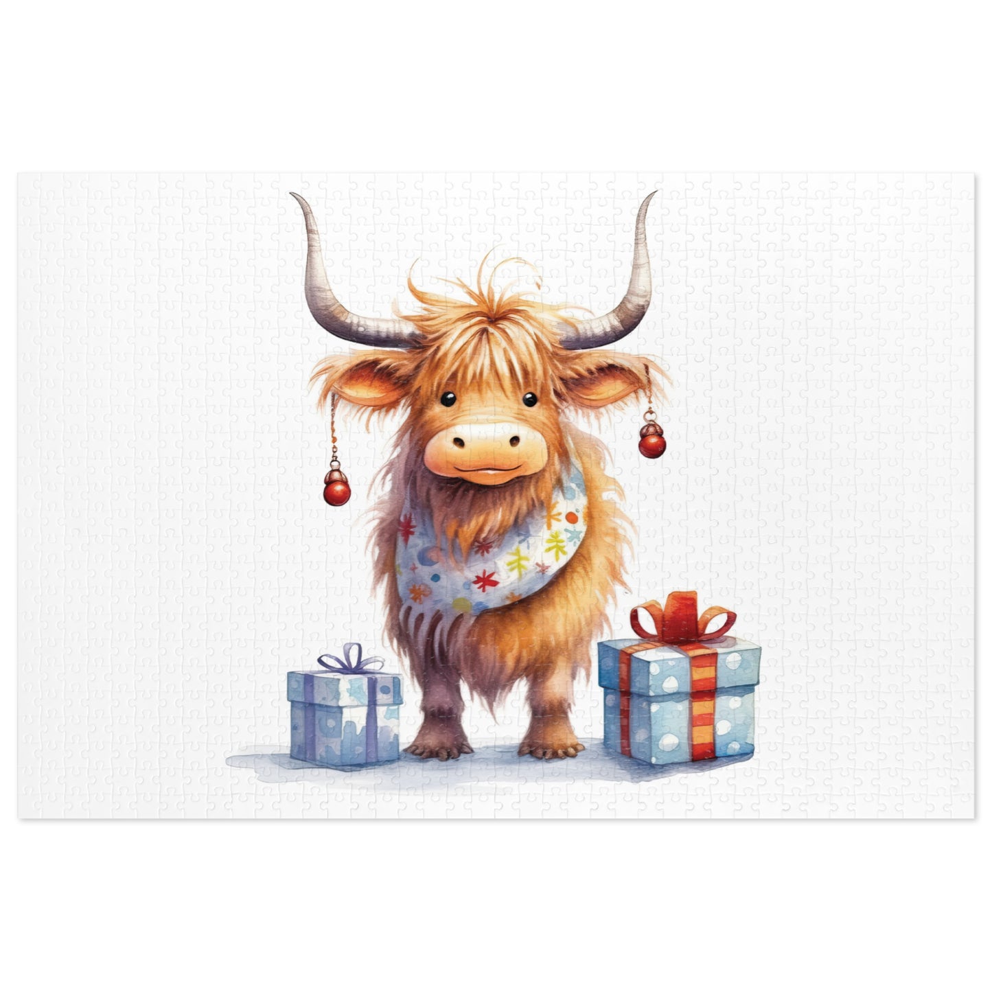 Puzzle, Christmas Highland Cow, Personalised/Non-Personalised (30, 110, 252, 500,1000-Piece)