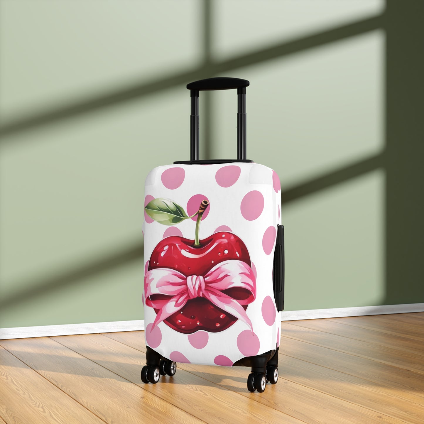 Luggage Cover, Rockabilly, Coquette, Pink Polka Dots, Apple and Ribbon, awd-2525