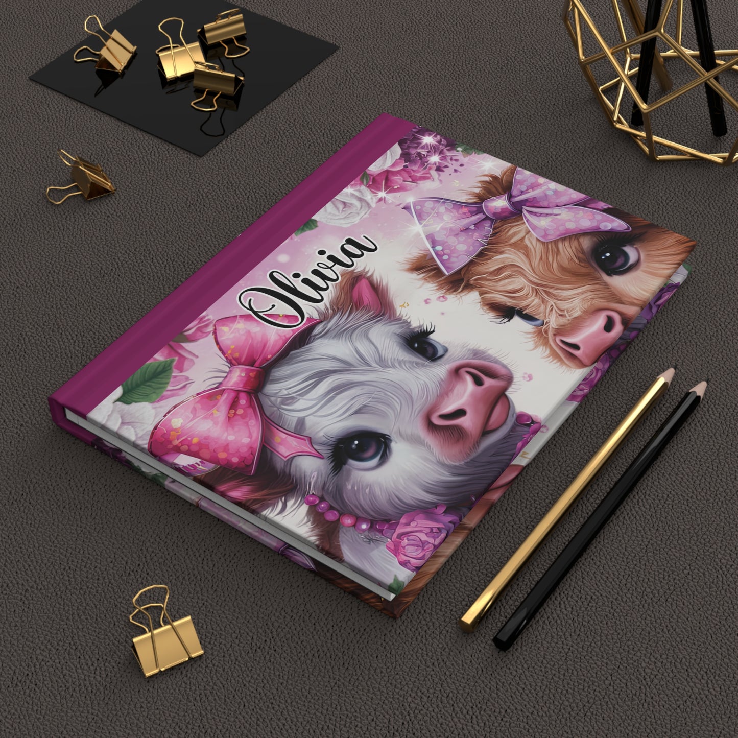 Personalised Hardcover Journal Matte, Highland Cows, awd-1685