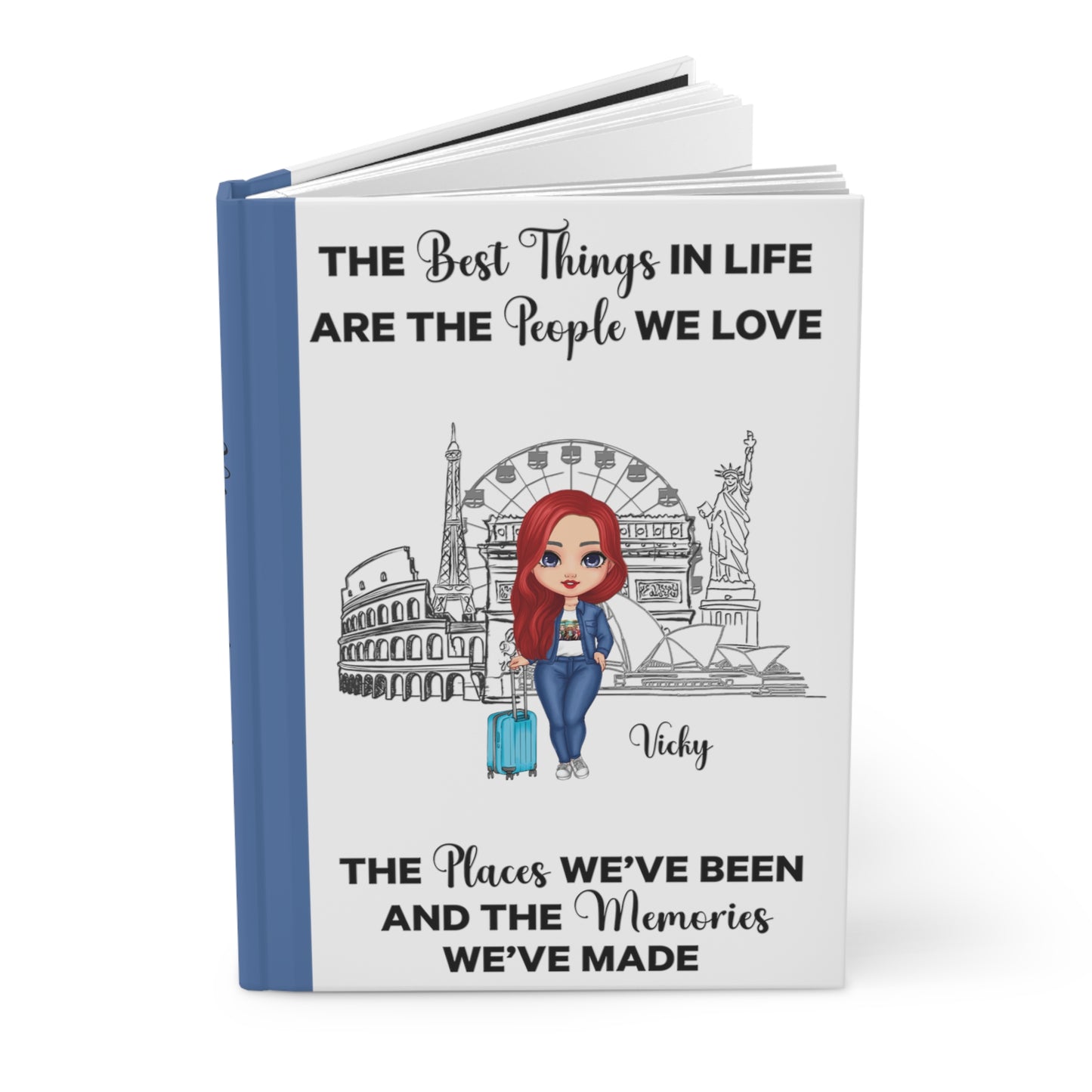 Personalised Hardcover  Travel Journal Matte, The Best things in Life, Red Hair