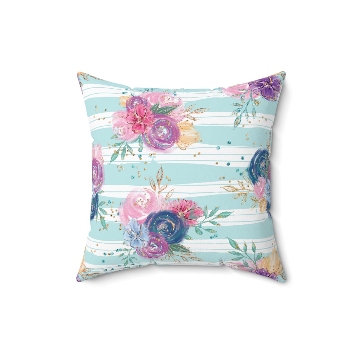 Spun Polyester Square Pillow, Floral Cushion