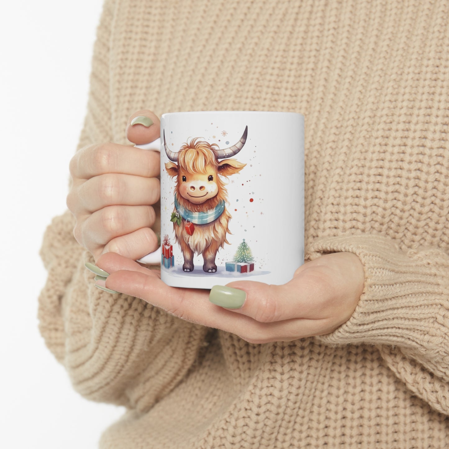 Personalised/Non Personalised Highland Cow, Ceramic Mug 11oz, Highland Cow Mug