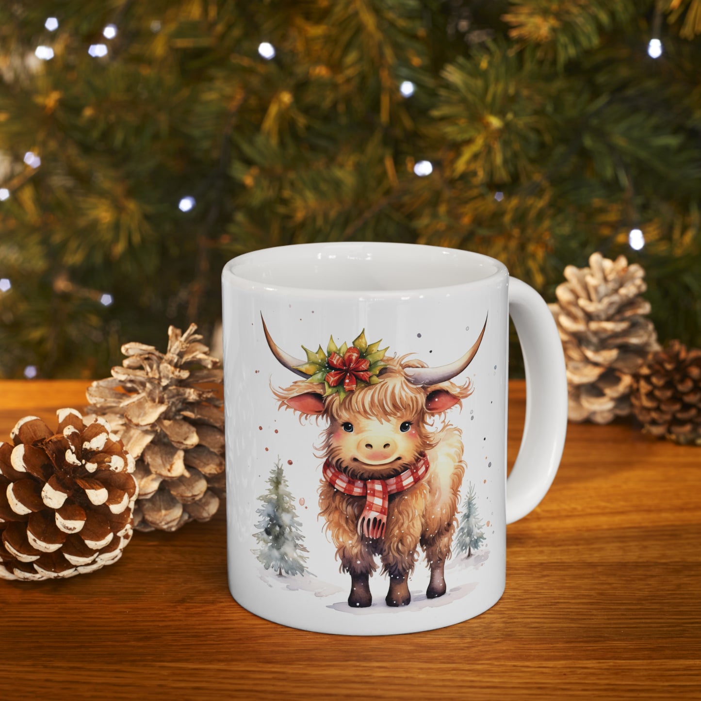 Personalised/Non Personalised Highland Cow, Ceramic Mug 11oz, Highland Cow Mug