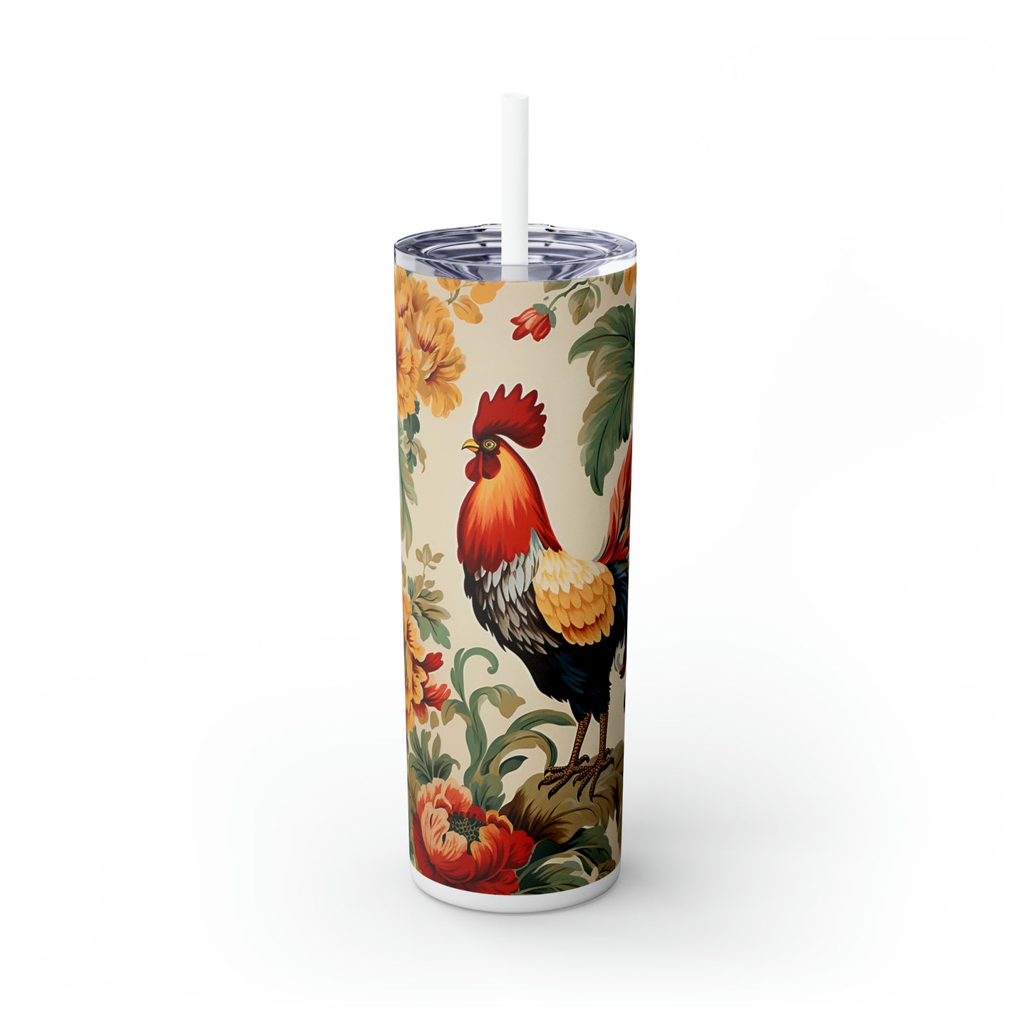 Skinny Tumbler with Straw, 20oz, Rooster