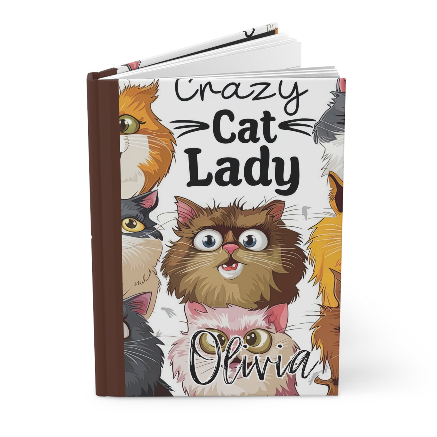 Personalised Hardcover Journal Matte, Cat Lady, awd-1489