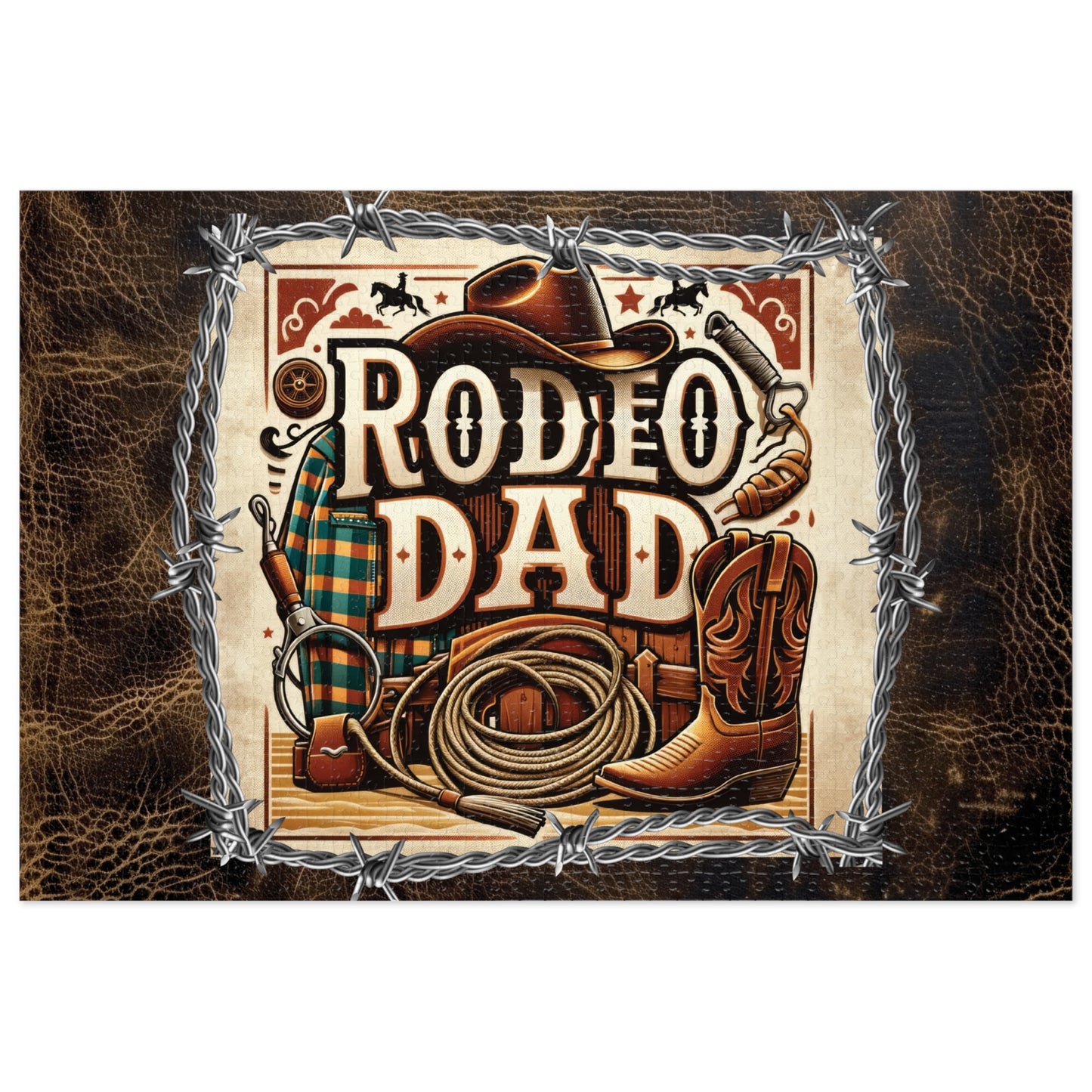 Puzzle, Western, Rodeo Dad, Personalised/Non-Personalised (30, 110, 252, 500,1000-Piece) awd-610