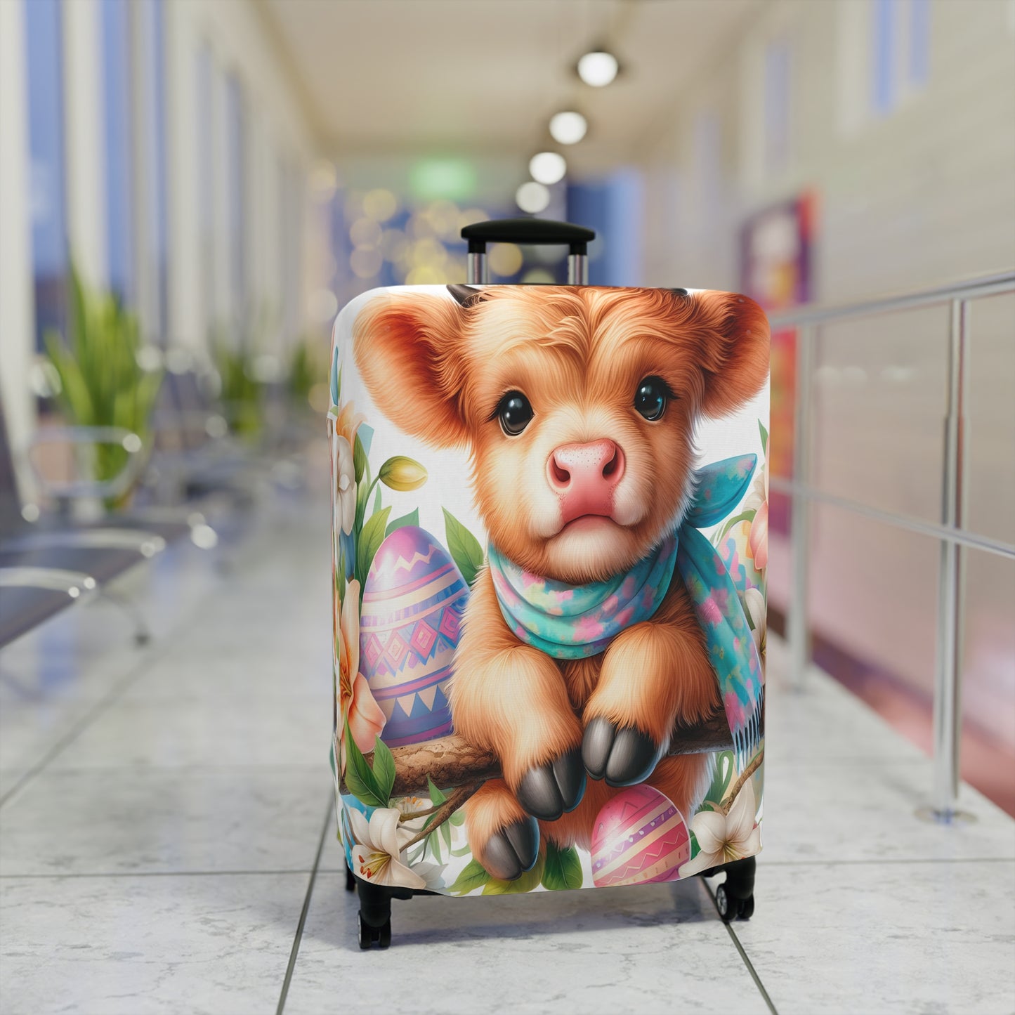 Luggage Cover, Easter, Highland Cow, awd-1604