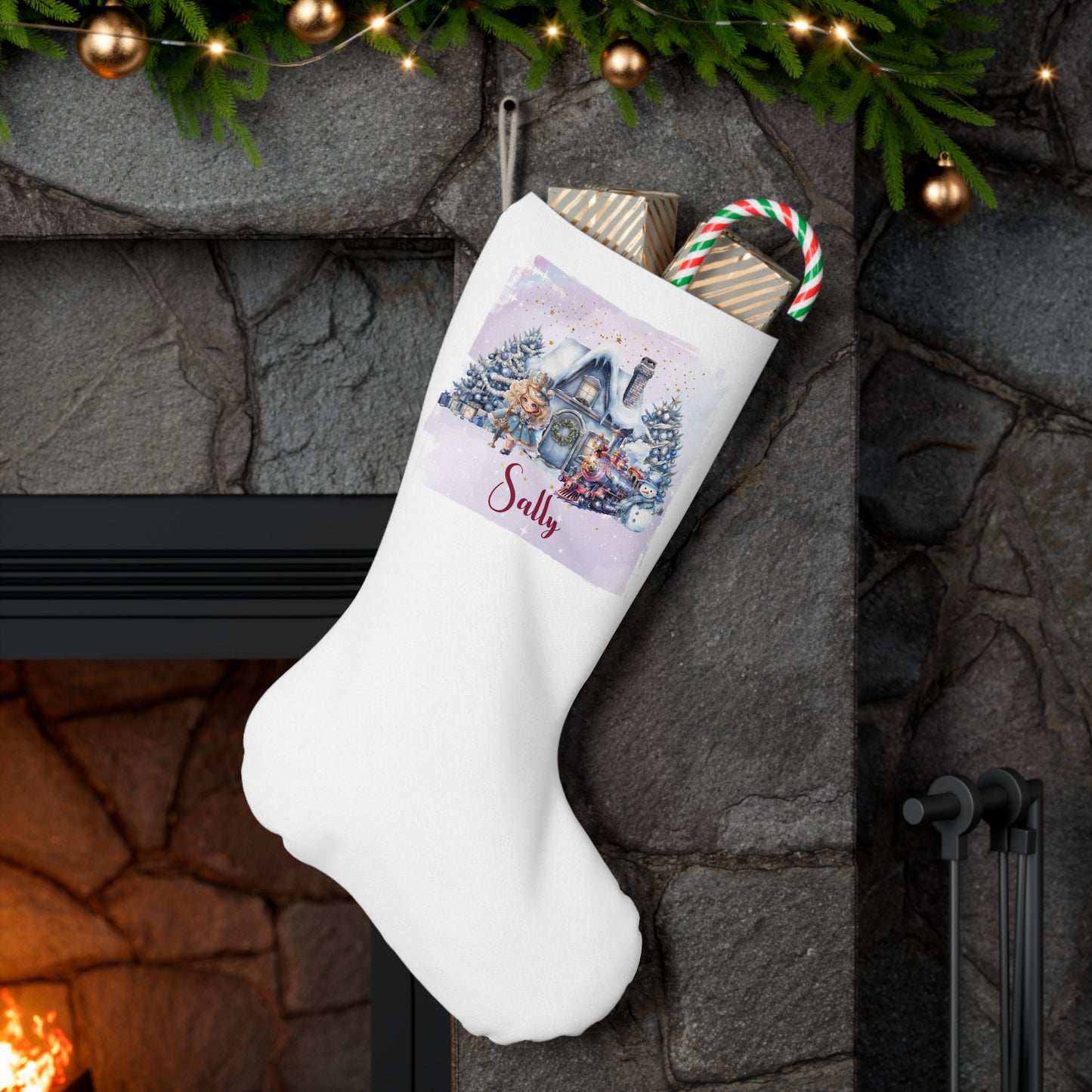 Copy of Personalised Santa Stocking, Purple Christmas Nutcracker