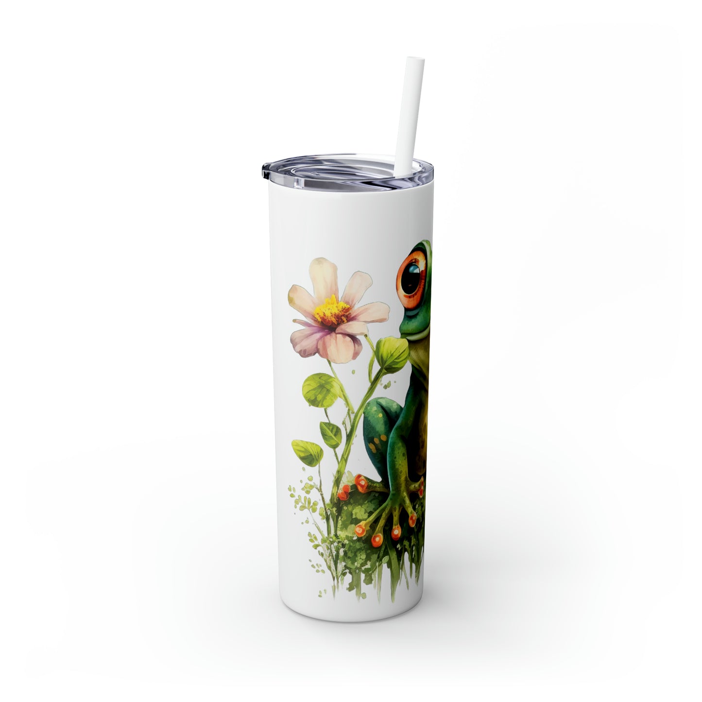 Skinny Tumbler with Straw, 20oz, Frog, awd-540