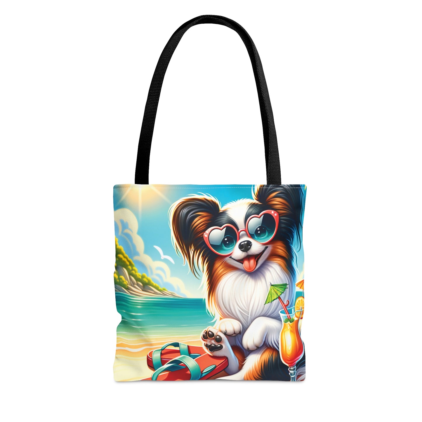 Tote Bag, Dog on Beach, Old Papillon, Tote bag,  awd-1229