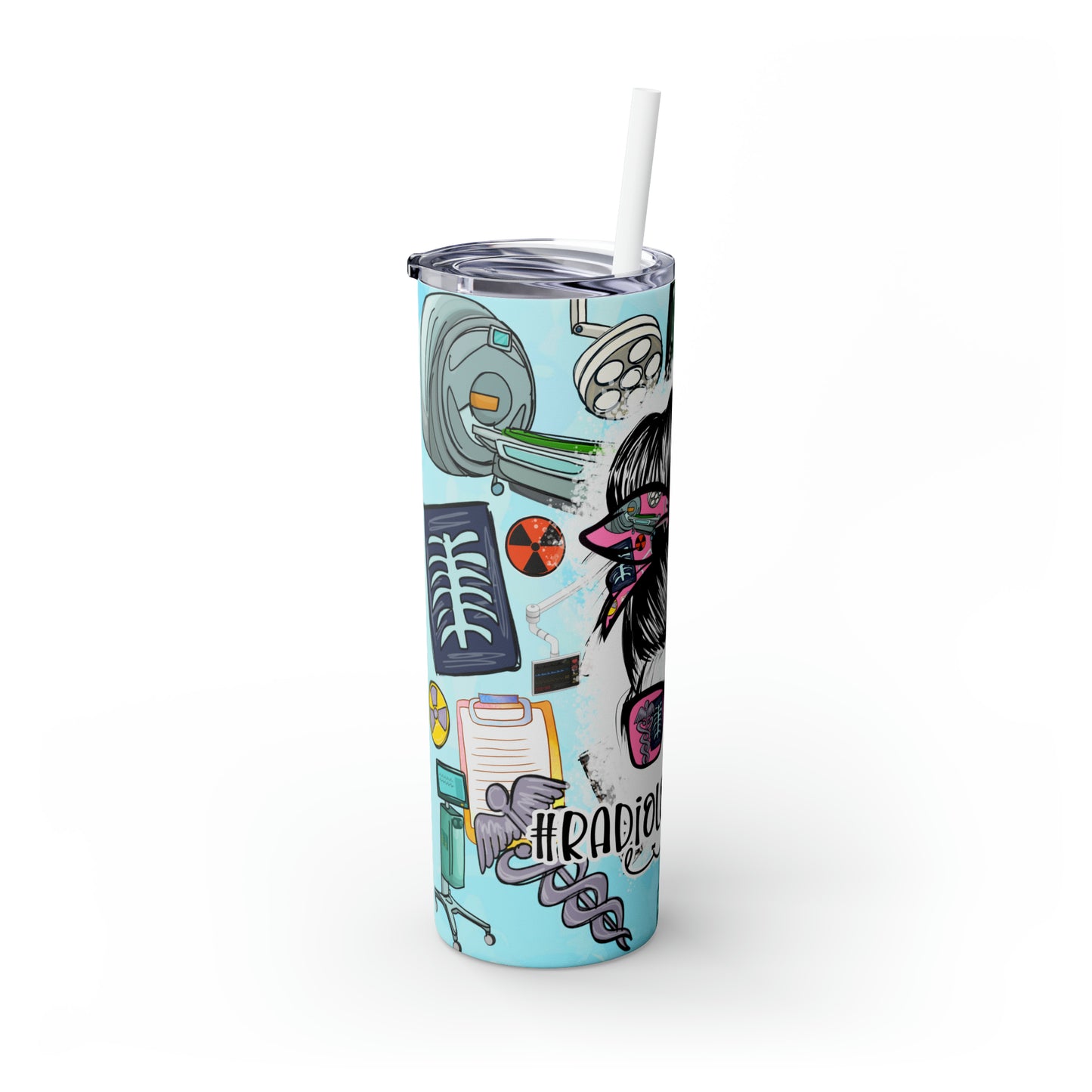 Skinny Tumbler with Straw, 20oz, Radiology Tech