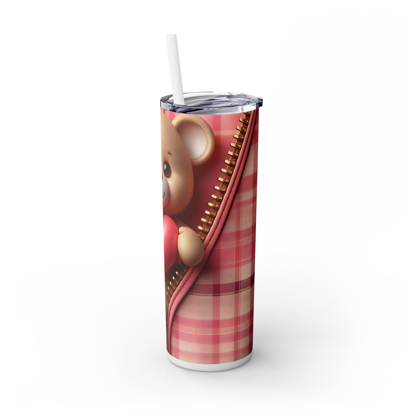 Skinny Tumbler with Straw, 20oz, Bear, Valentines Day, awd-1006