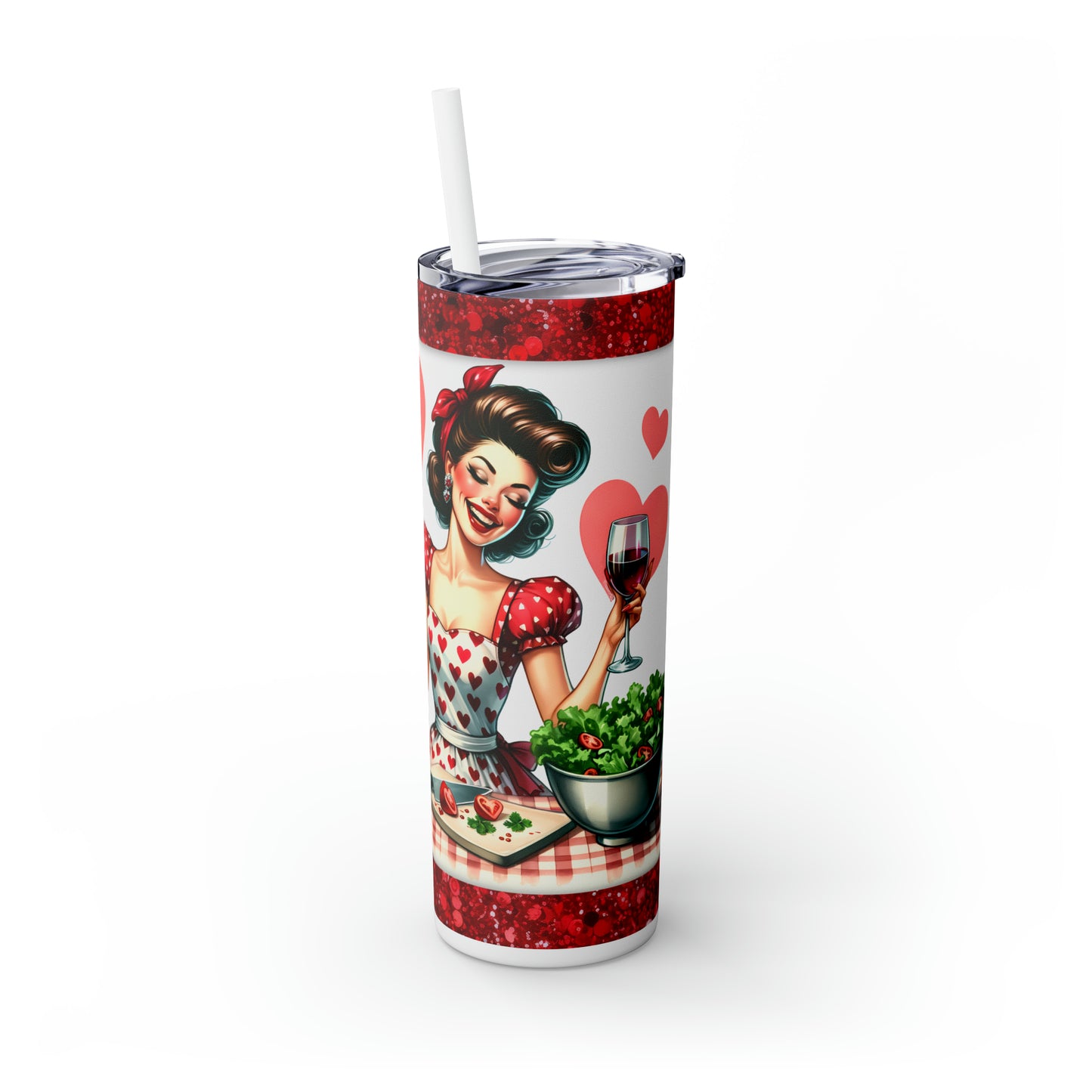 Skinny Tumbler with Straw, 20oz, Retro, The is Where I Murder Vegetables