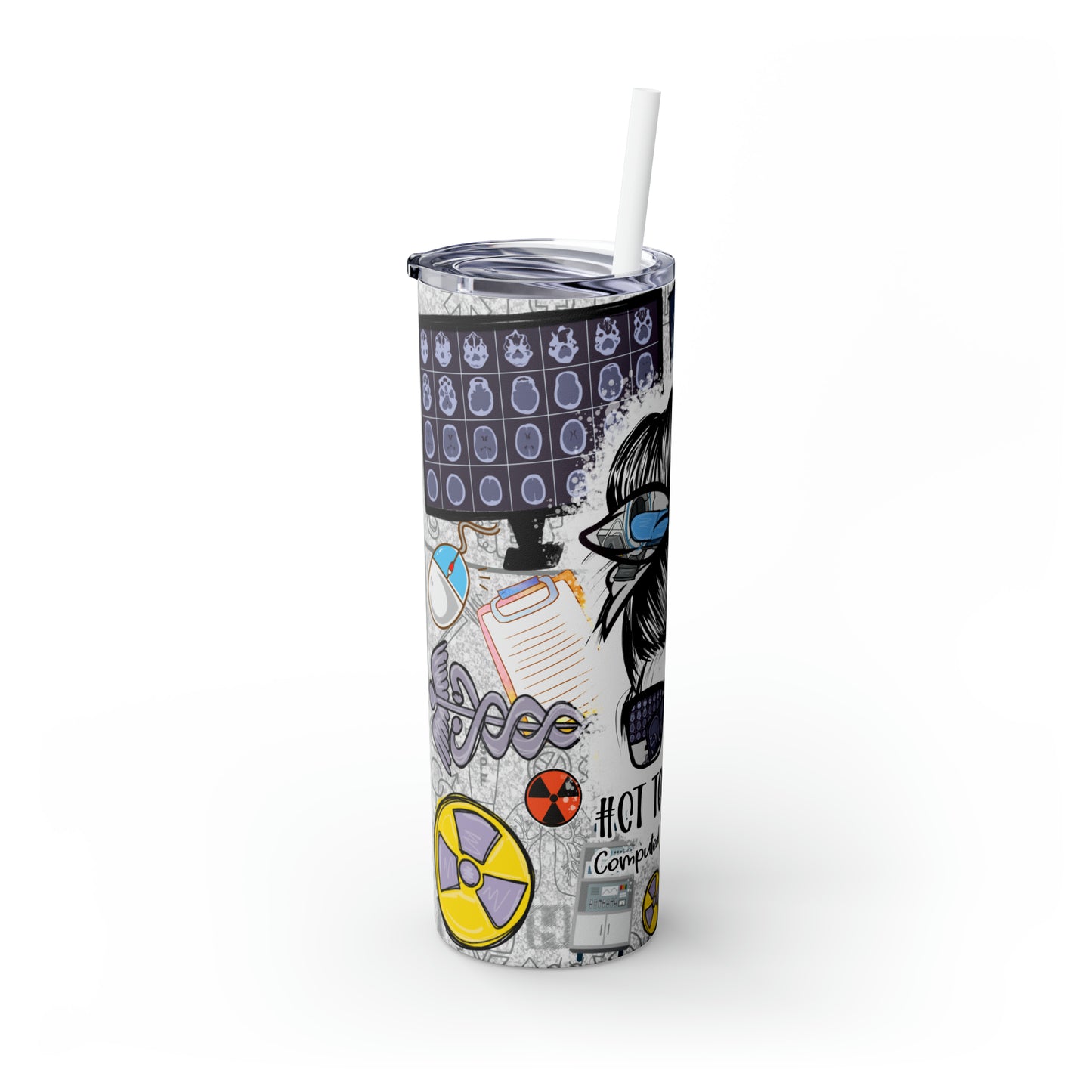 Skinny Tumbler with Straw, 20oz, CT Tech