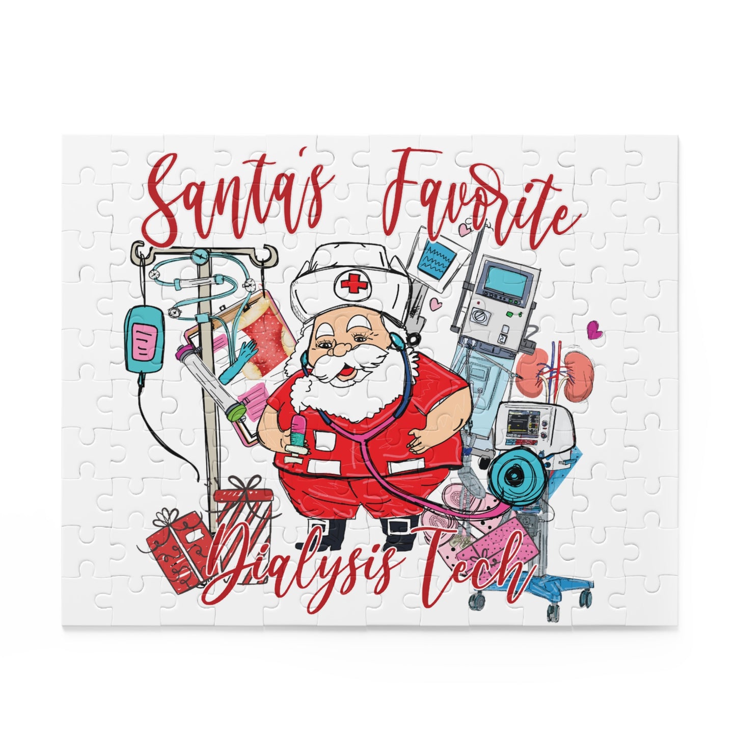 Personalised/Non-Personalised Puzzle, Santa's Favorite Dialysis Tech (120, 252, 500-Piece)