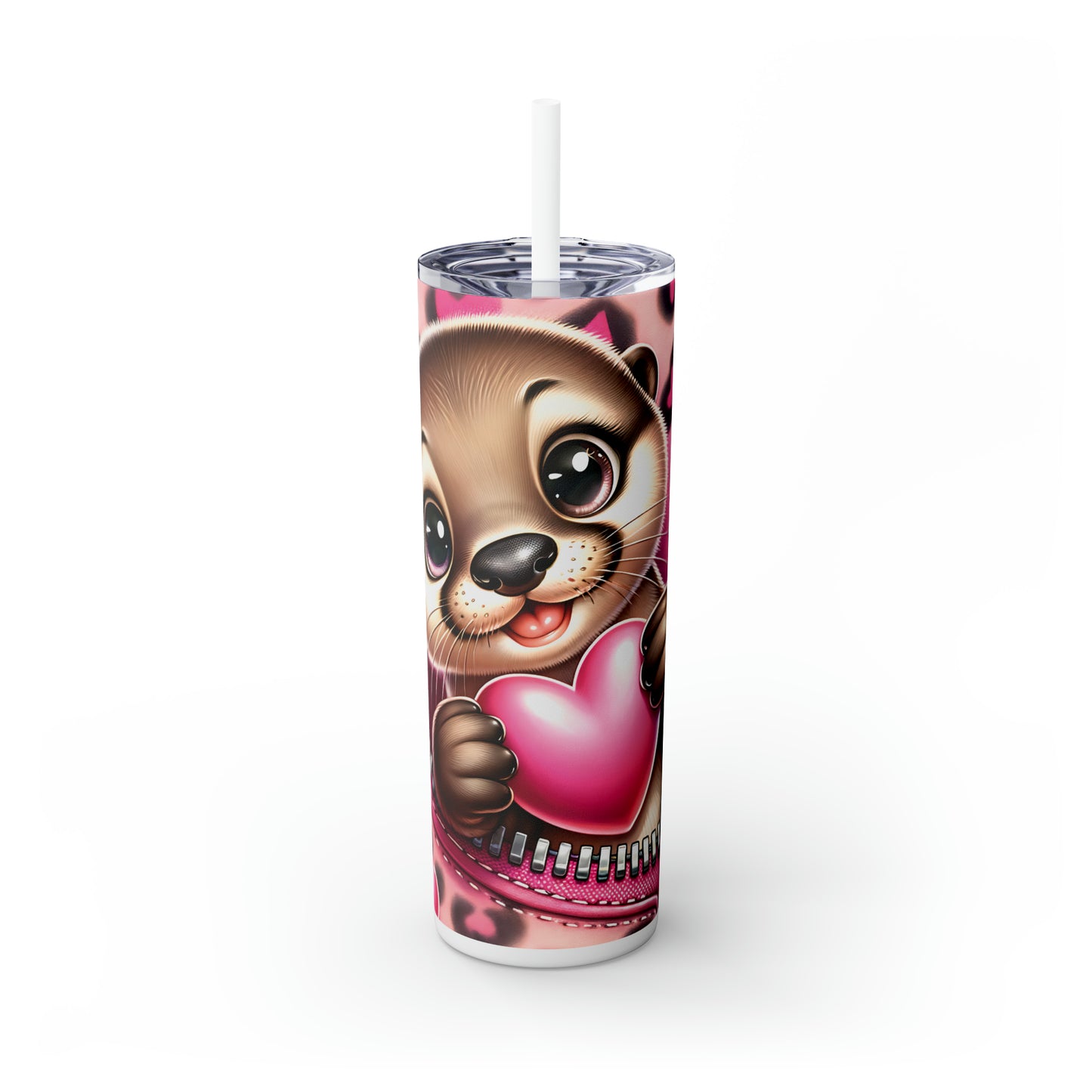 Skinny Tumbler with Straw, 20oz, Otter, Valentines Day