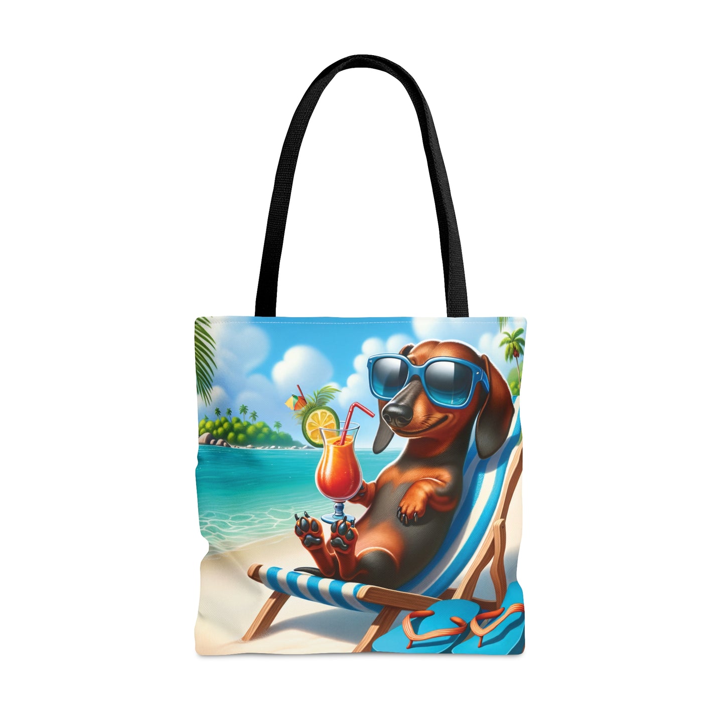 Tote Bag, Dog on Beach, Dachshund, Tote bag, awd-1208