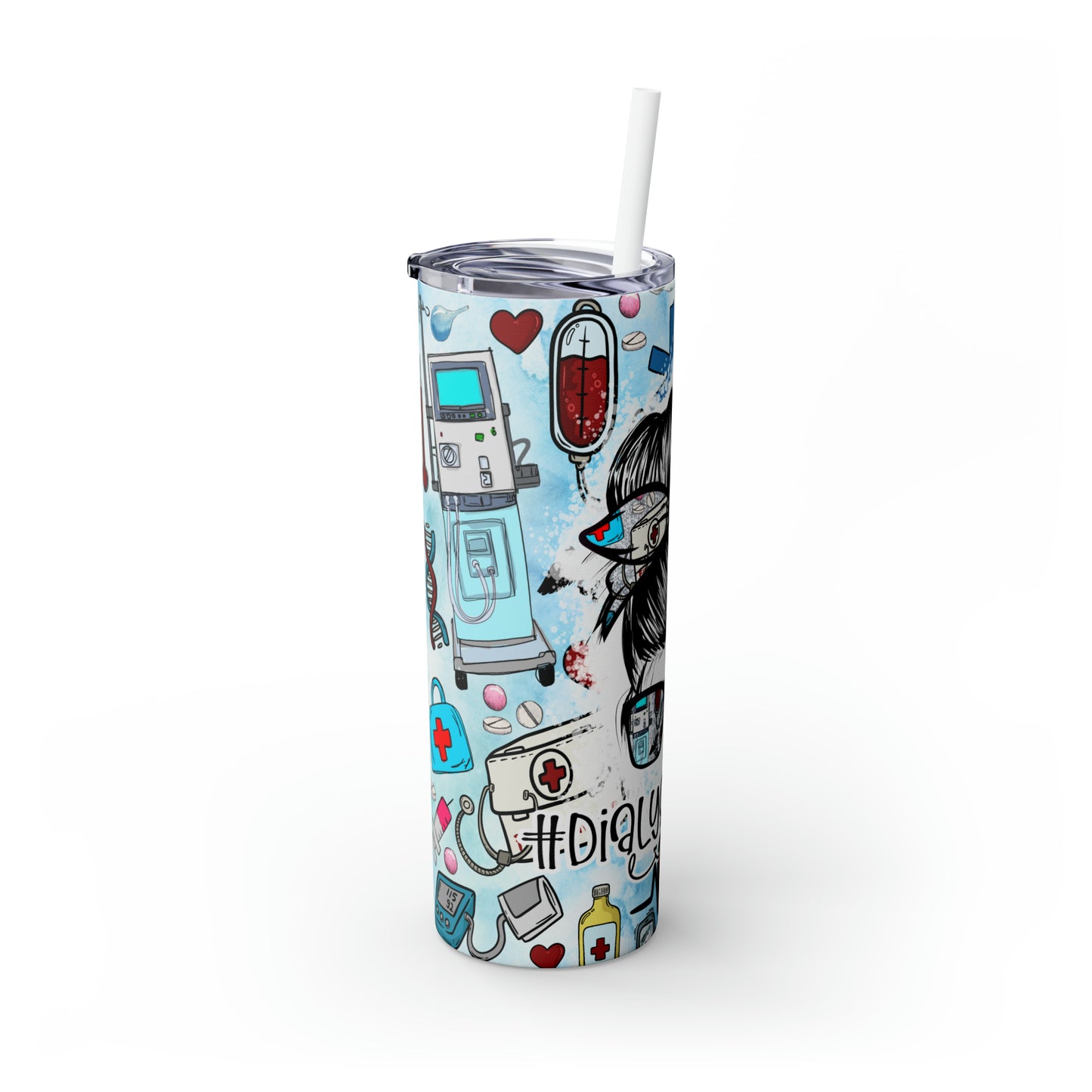 Skinny Tumbler with Straw, 20oz, Dialysis Tech