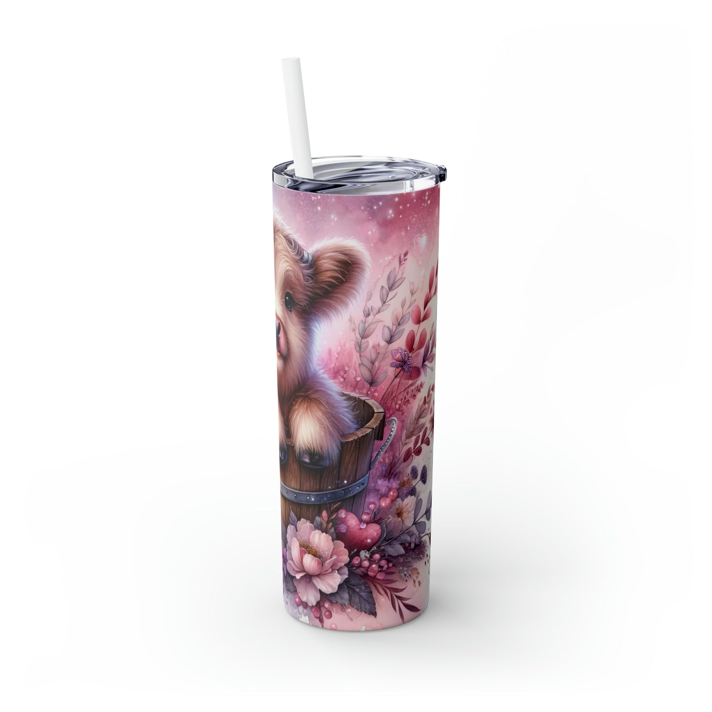 Skinny Tumbler with Straw, 20oz, Baby Highland Cow