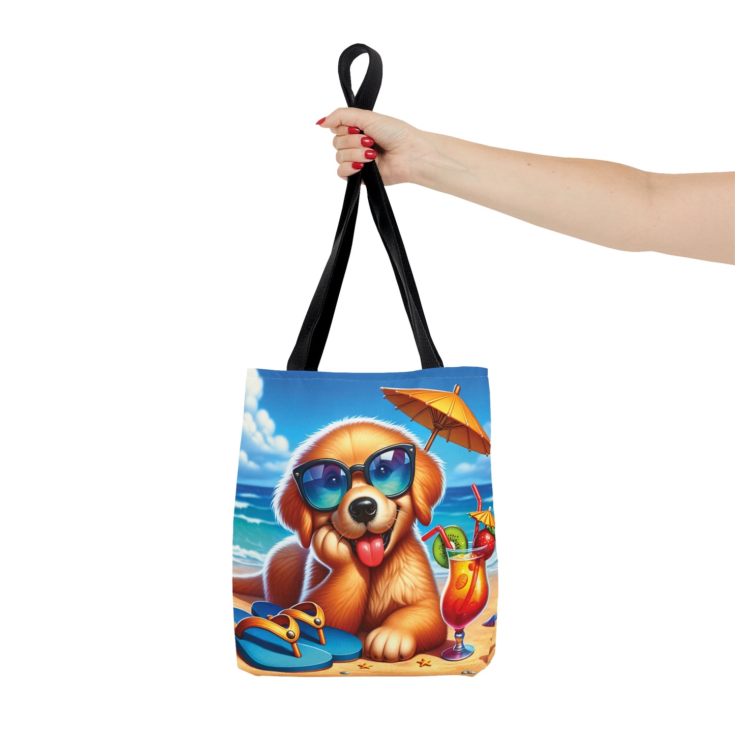 Tote Bag, Dog on Beach, Golden Retriever, Tote bag, awd-1213