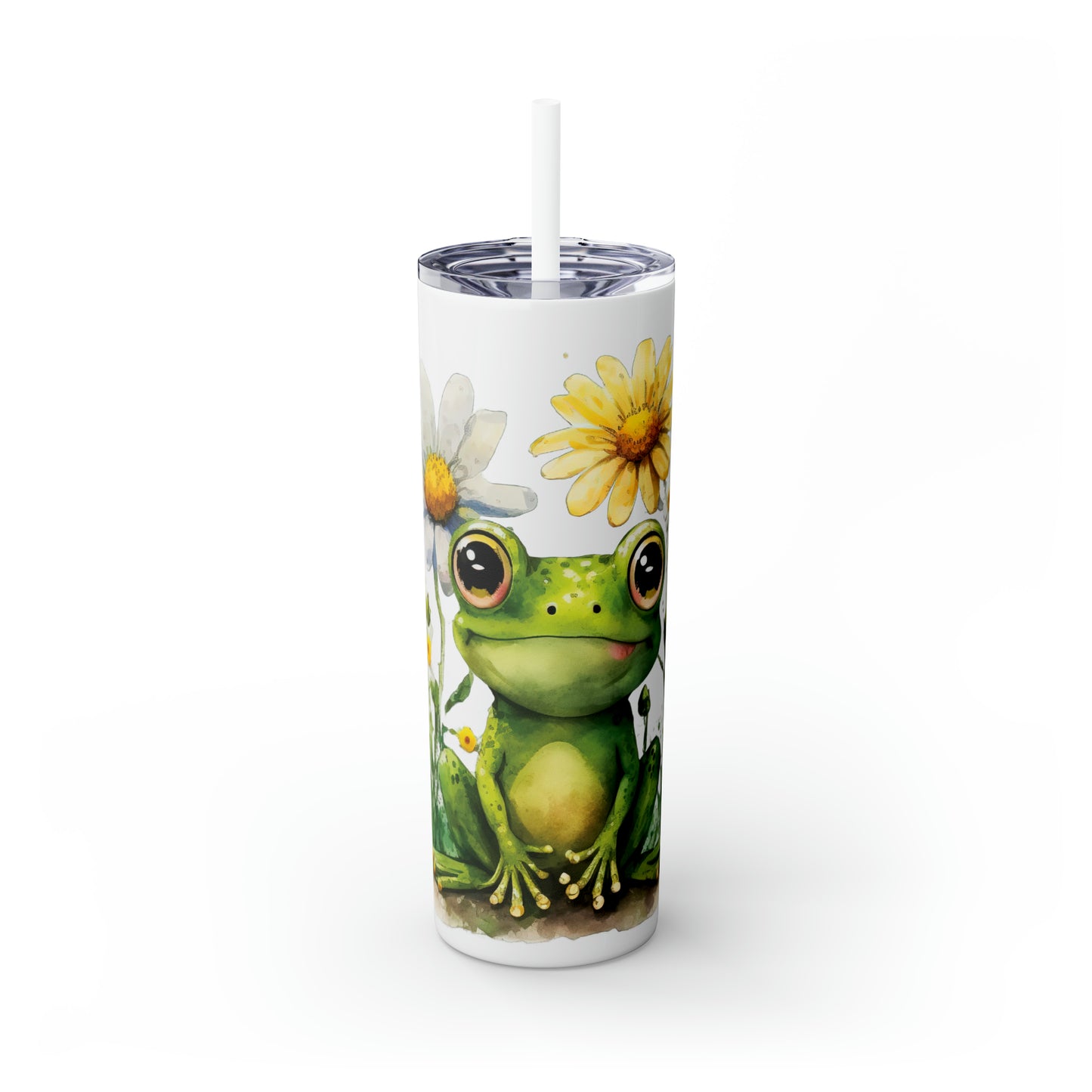 Skinny Tumbler with Straw, 20oz, Frog, awd-542