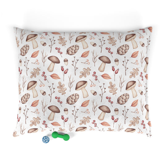 Luxury Pet Bed, feather soft fleece, Mushroom Print