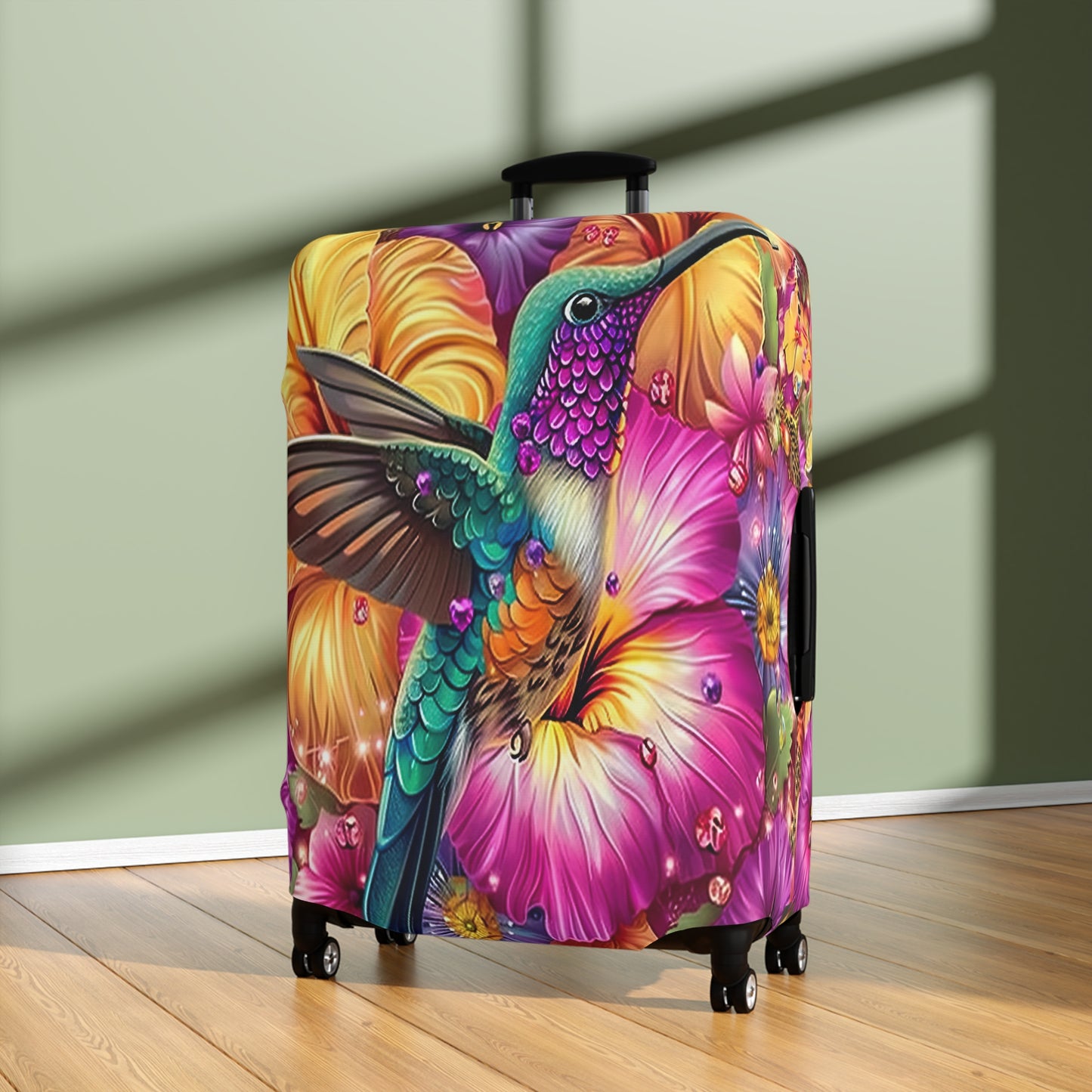 Luggage Cover, Floral Hummingbird, awd-3098