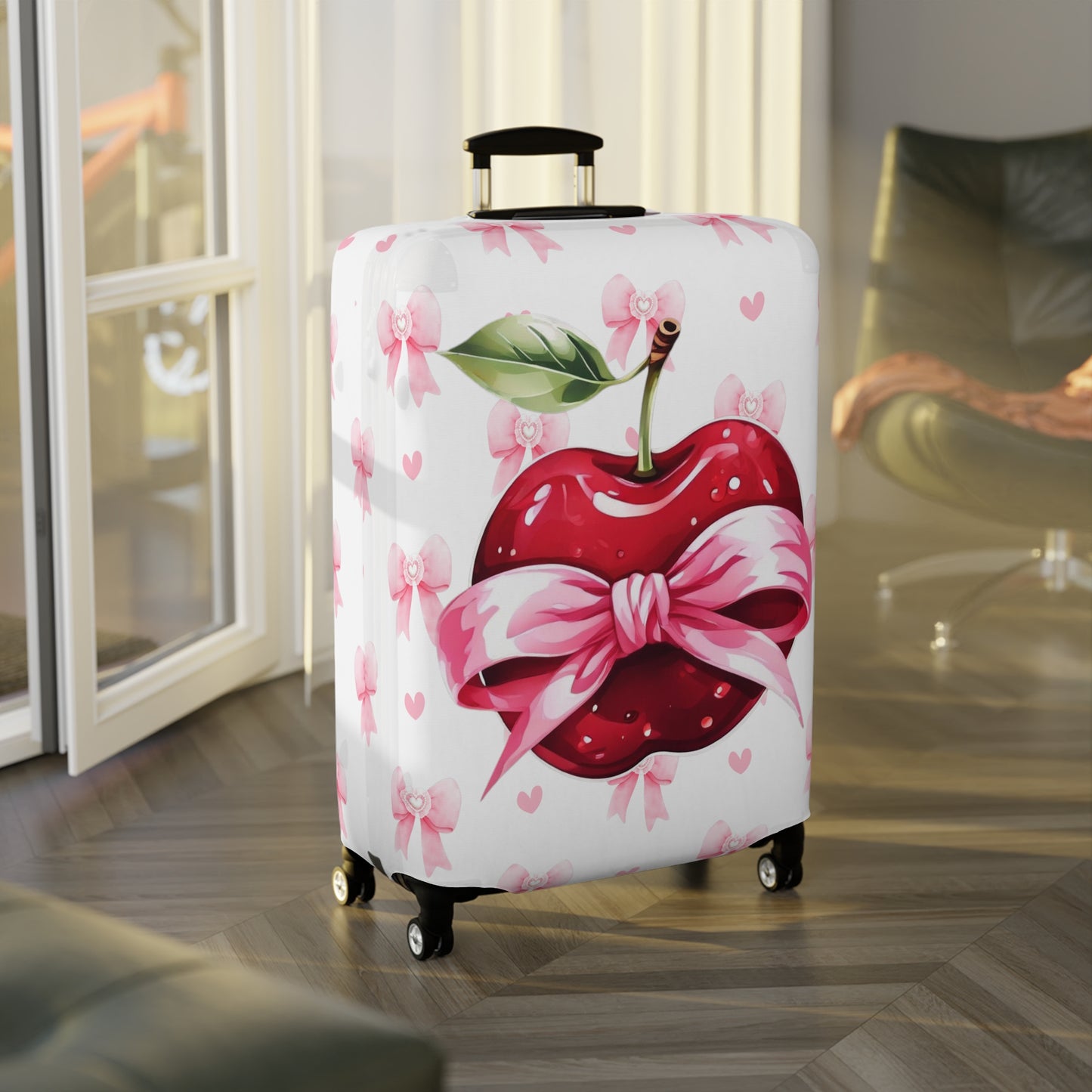 Luggage Cover, Rockabilly, Coquette, Pink Bows, Apple and Ribbon, awd-2528