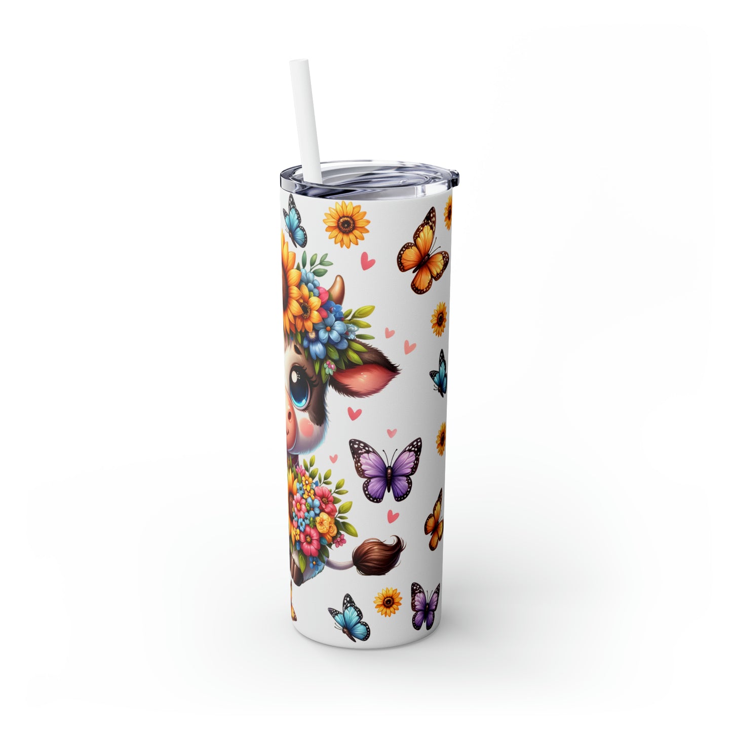 Skinny Tumbler with Straw, 20oz, Highlander Cow, awd-510