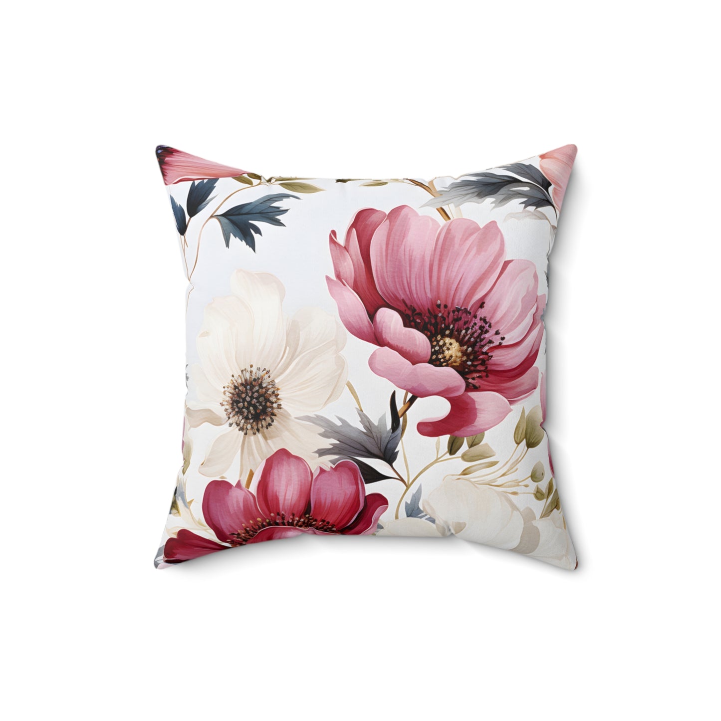 Spun Polyester Square Pillow, Floral Cushion