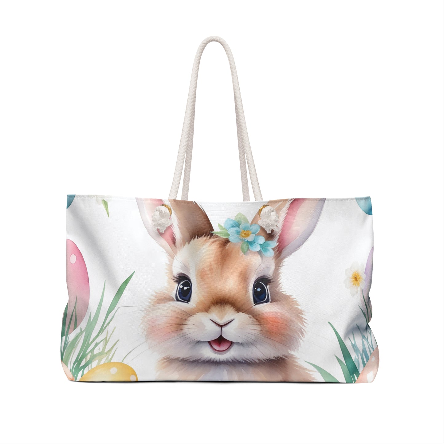 Personalised/Non-Personalised Weekender Bag, Easter Bunny, Rabbit Large Weekender Bag, Beach Bag, Book Bag