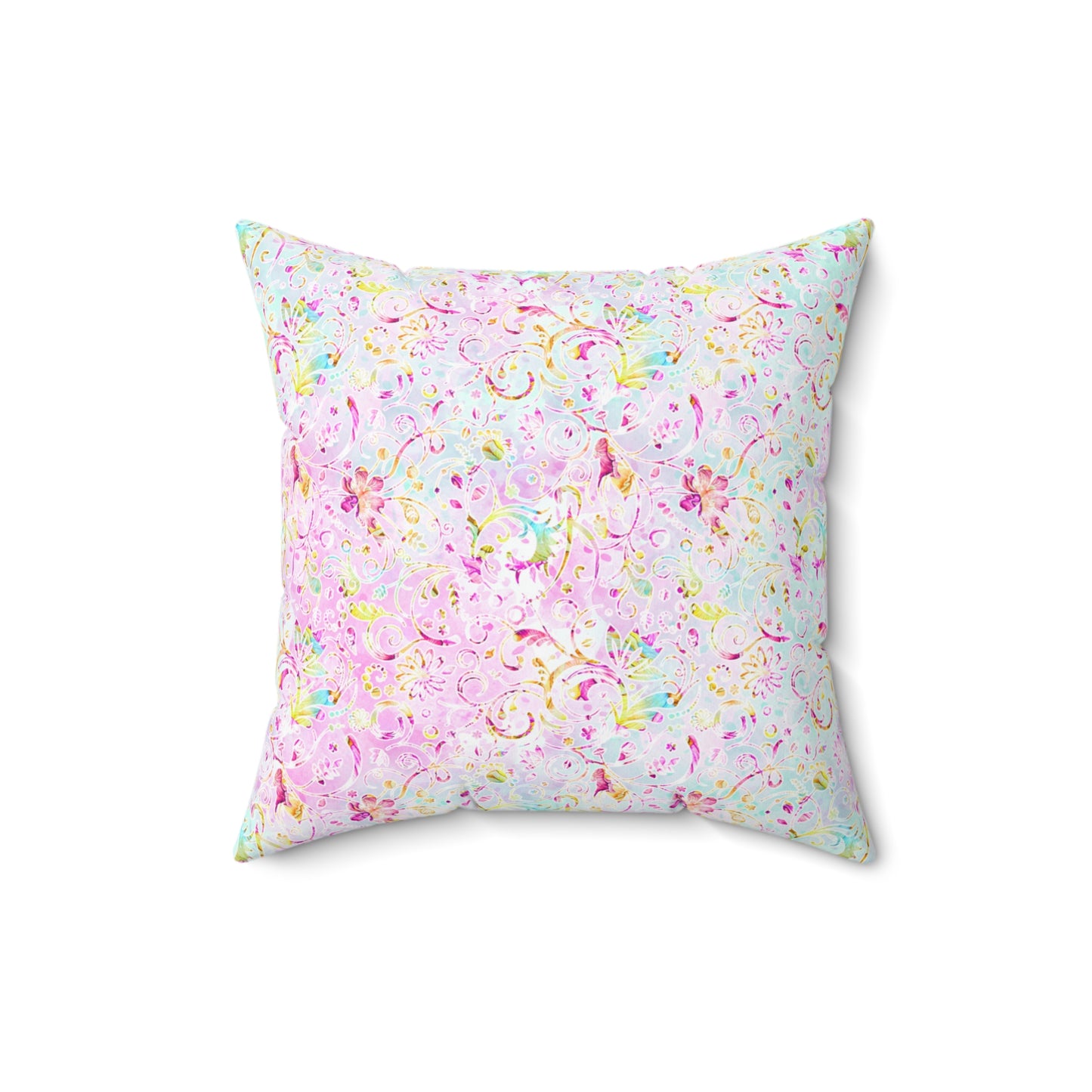 Spun Polyester Square Pillow, Floral Cushion