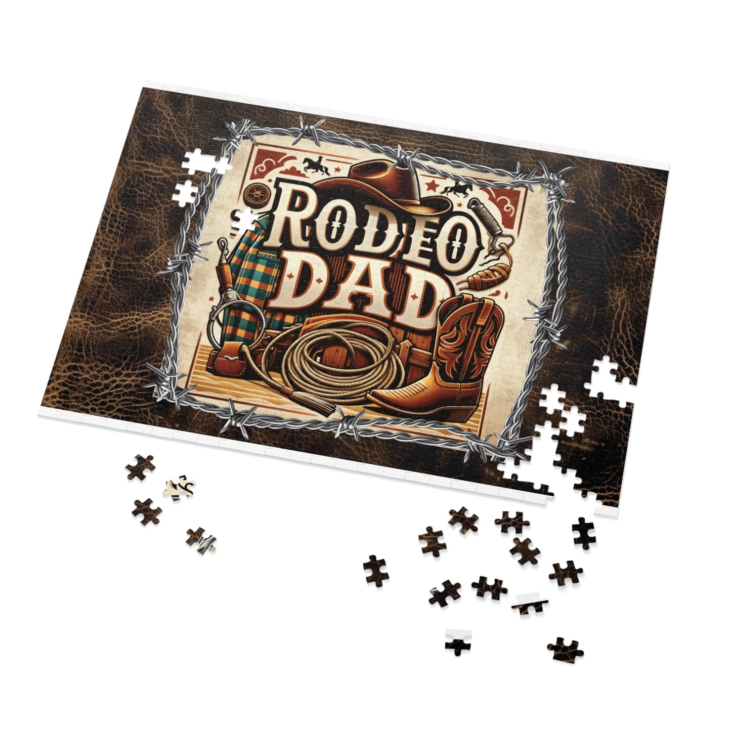 Puzzle, Western, Rodeo Dad, Personalised/Non-Personalised (30, 110, 252, 500,1000-Piece) awd-610