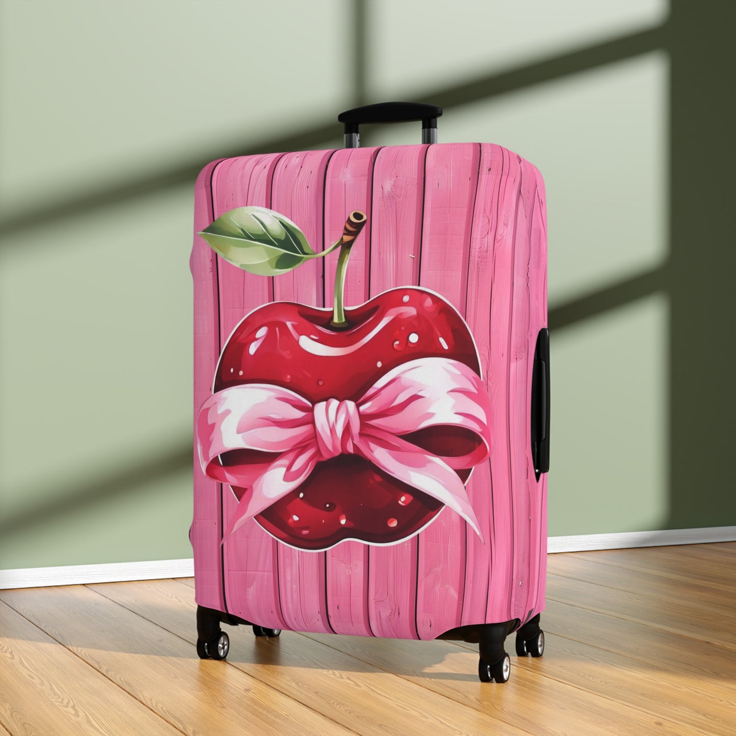 Luggage Cover, Rockabilly, Coquette, Pink Timber, Apple and Ribbon, awd-2526