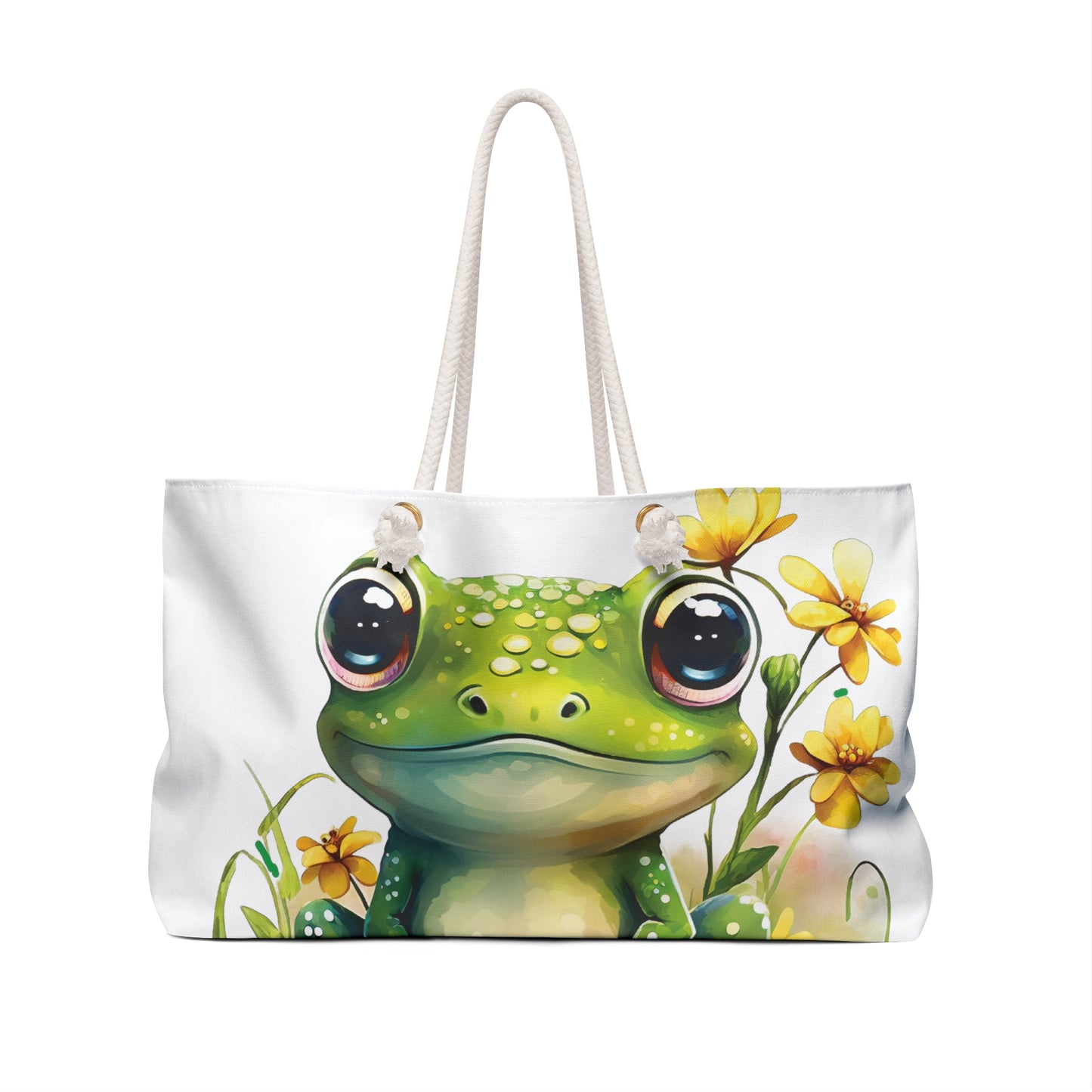 Personalised/Non-Personalised Weekender Bag, Frog, Large Weekender Bag, Beach Bag, Book Bag