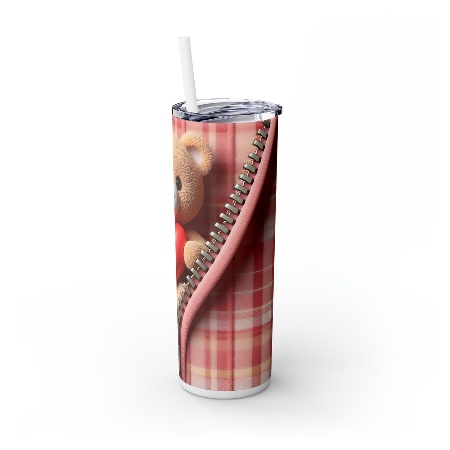 Skinny Tumbler with Straw, 20oz, Bear, Valentines Day, awd-1007