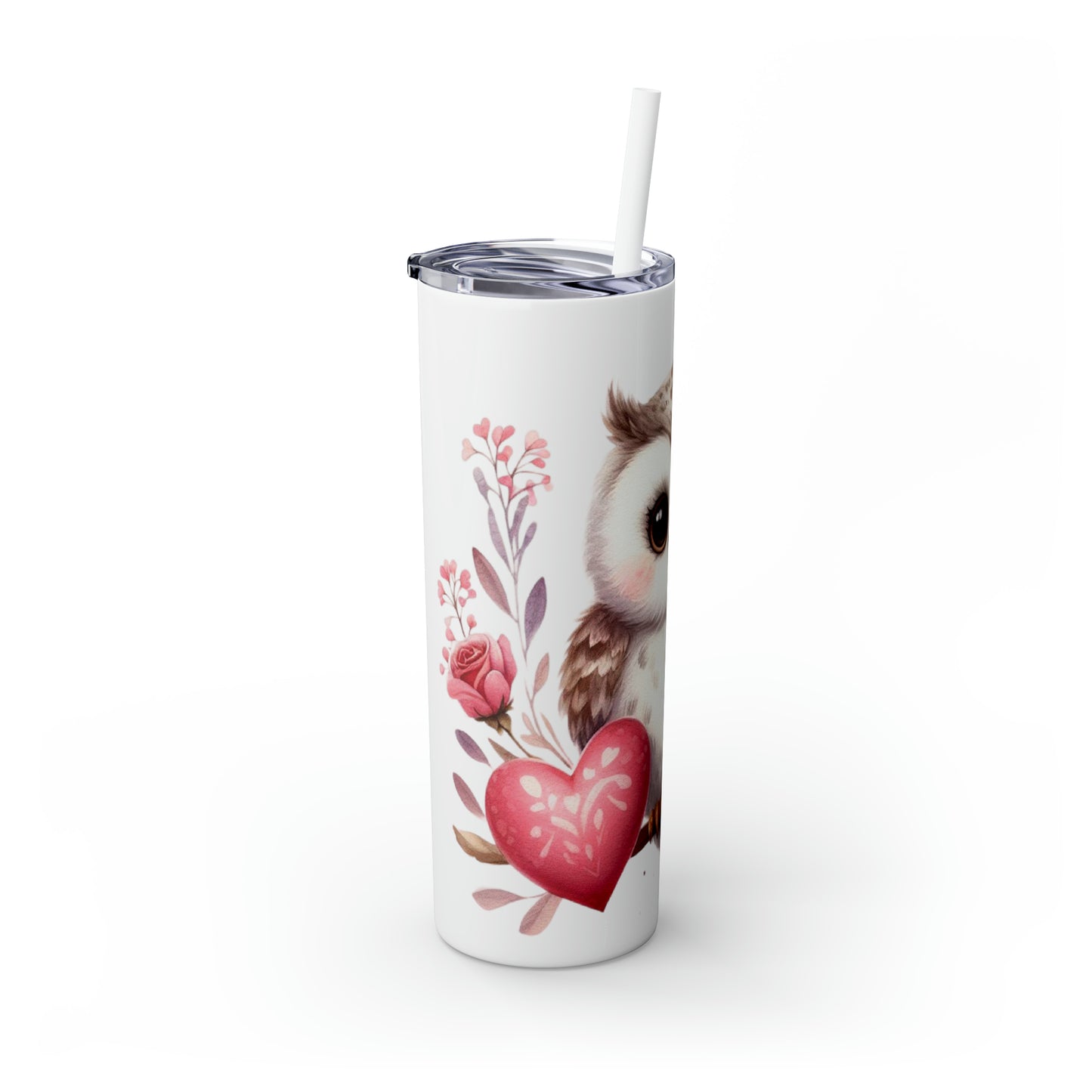 Skinny Tumbler with Straw, 20oz, Owl