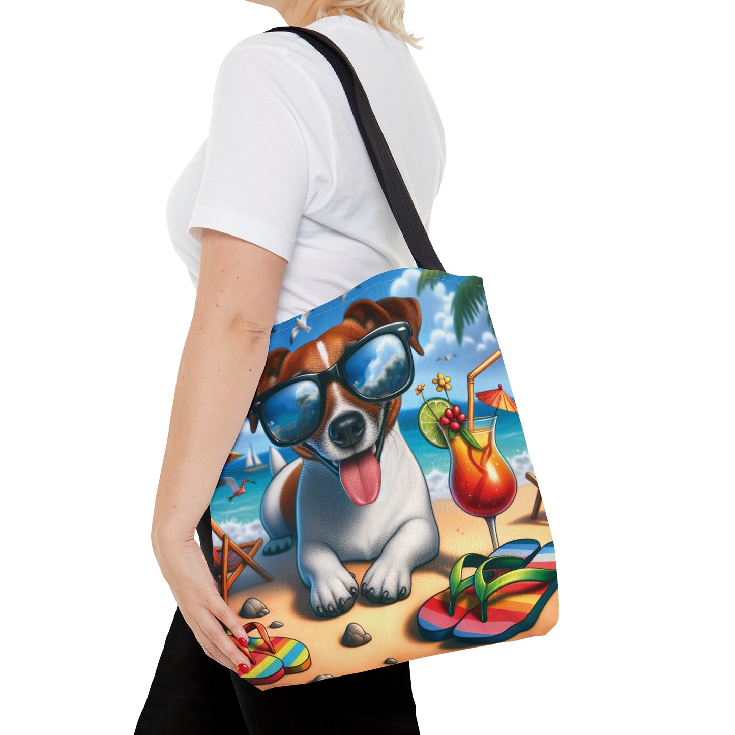 Tote Bag, Dog on Beach, Jack Russel, Tote bag, awd-1218