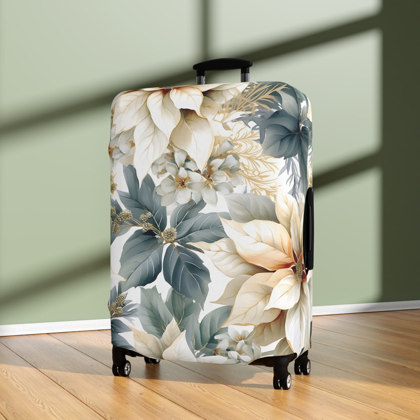 Luggage Cover, Cream Poinsettia