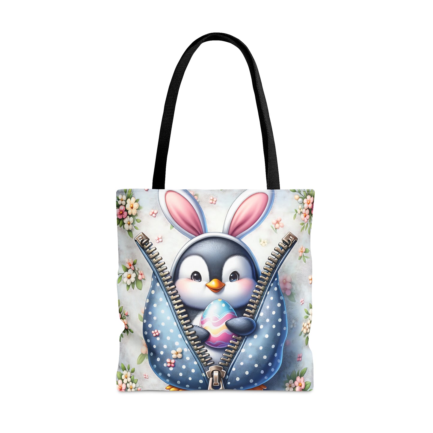 Tote Bag, Easter, Cute Penguin with Bunny Ears, Personalised/Non-Personalised Tote bag