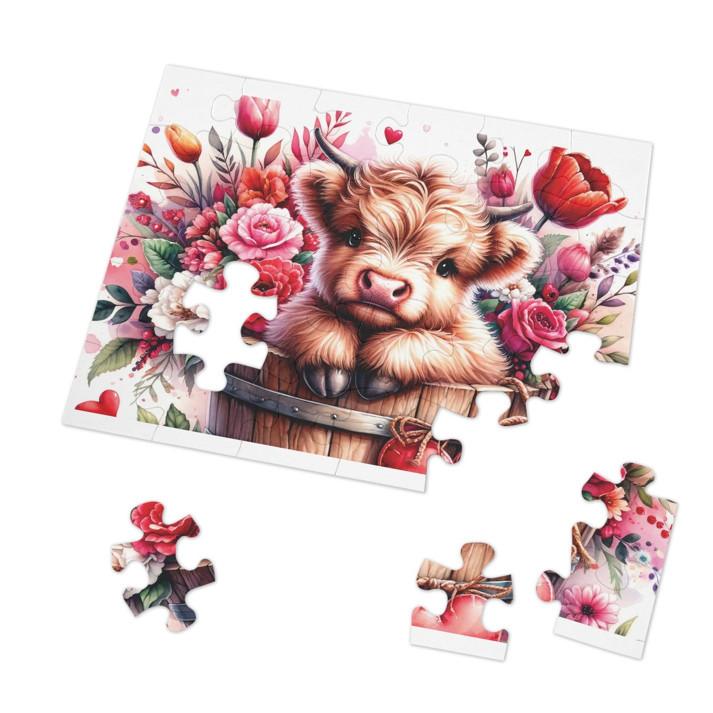 Jigsaw Puzzle, Highland Cow, Personalised/Non-Personalised (30, 110, 252, 500,1000-Piece)