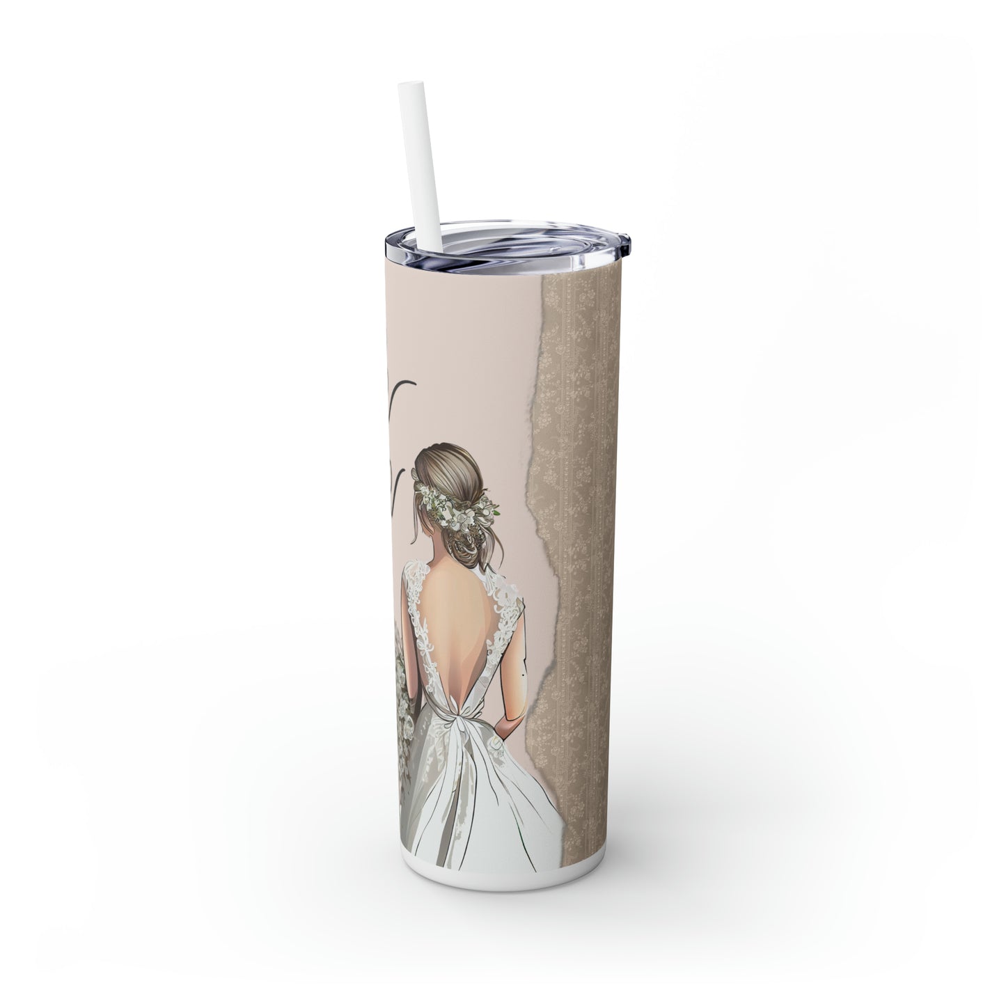 Skinny Tumbler with Straw, 20oz, Bride to Be, awd-222