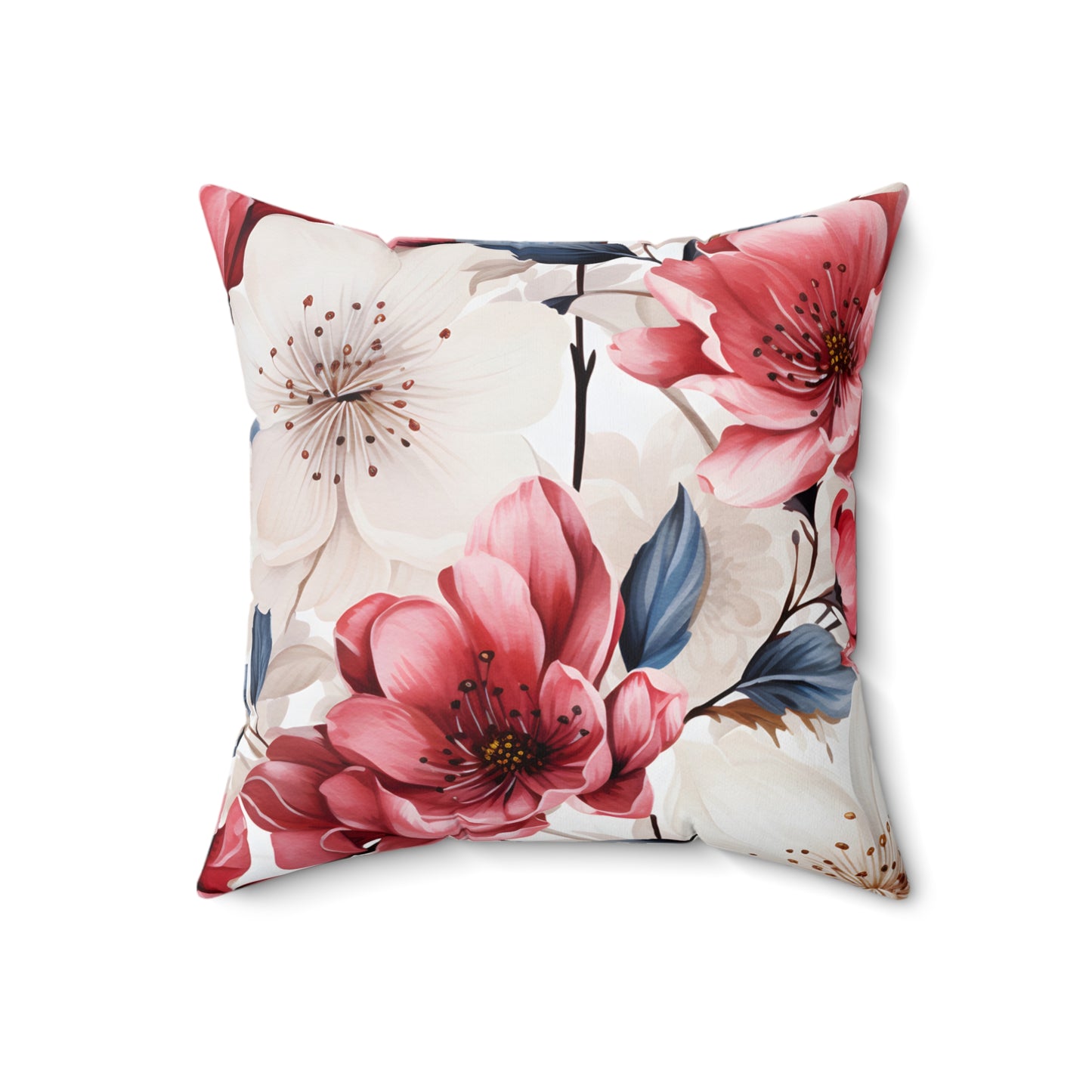 Spun Polyester Square Pillow, Floral Cushion