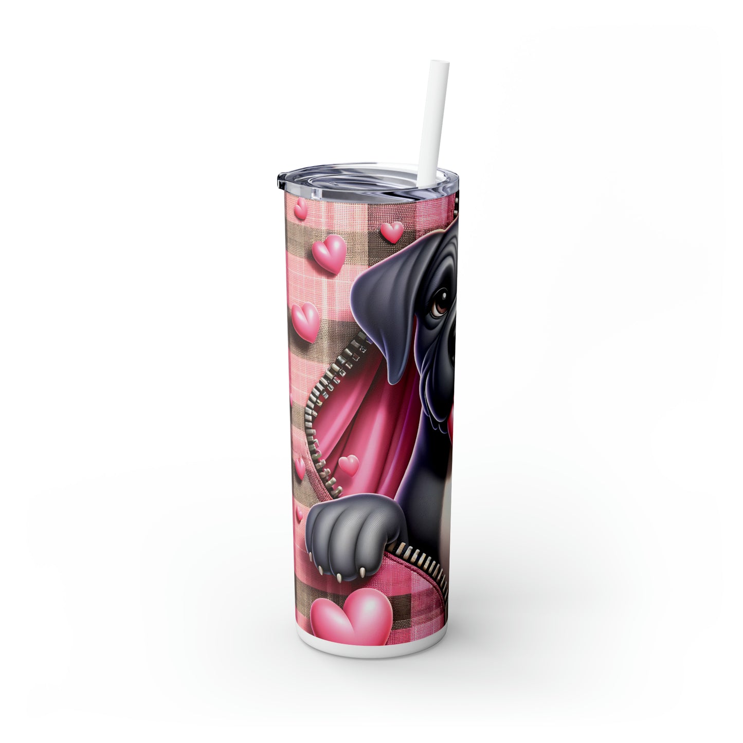 Skinny Tumbler with Straw, 20oz, Dog, Valentines Day, awd-1153