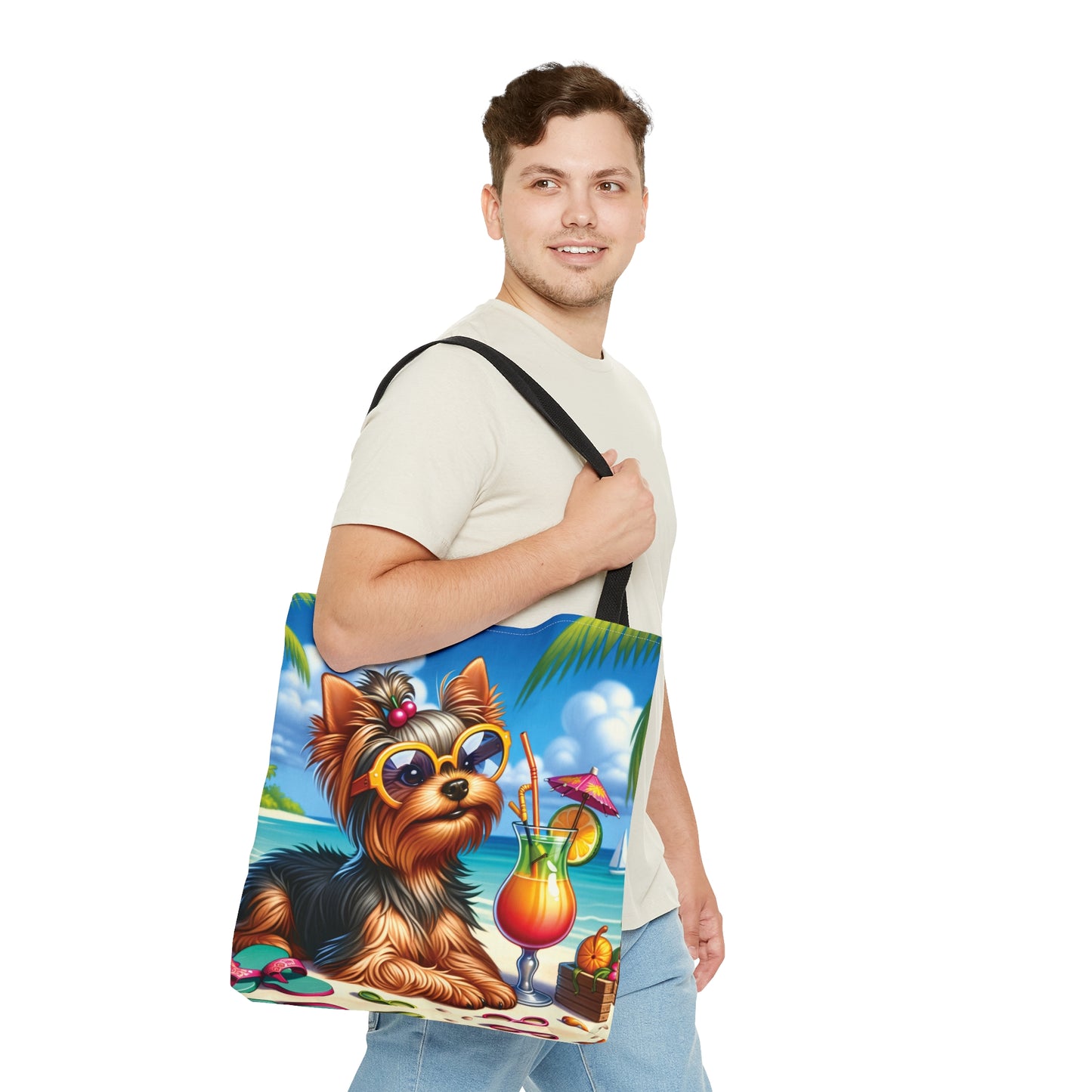 Tote Bag, Dog on Beach, Yorkshire Terrier, Tote bag,  awd-1254