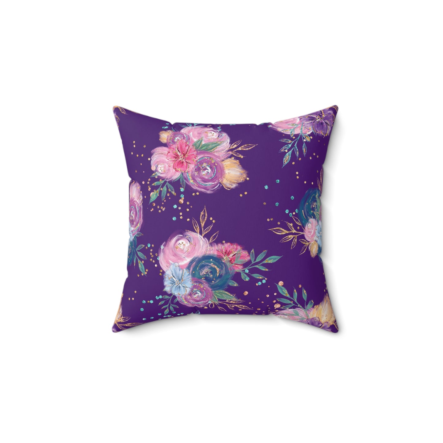 Spun Polyester Square Pillow, Floral Cushion