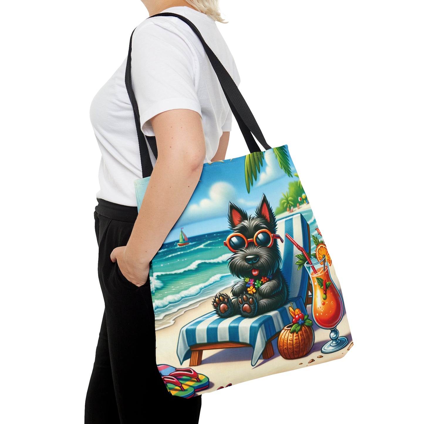 Tote Bag, Dog on Beach, Scottish Terrier, Tote bag, awd-1243