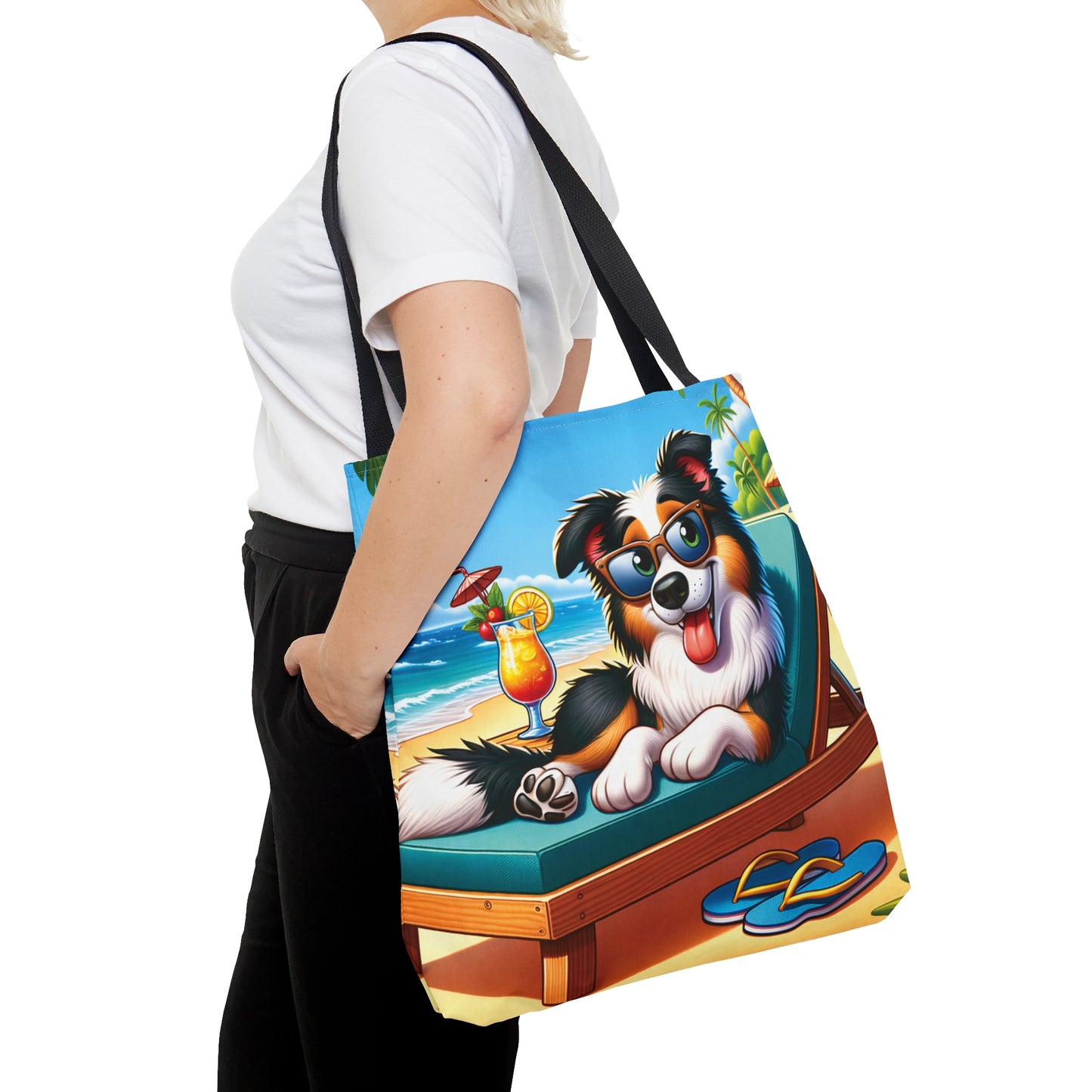 Tote Bag, Dog on Beach, Border Collie, Tote bag,  awd-1102