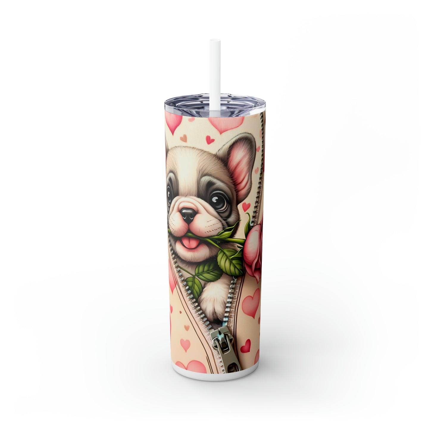 Skinny Tumbler with Straw, 20oz, Dog, Valentines Day, awd-916